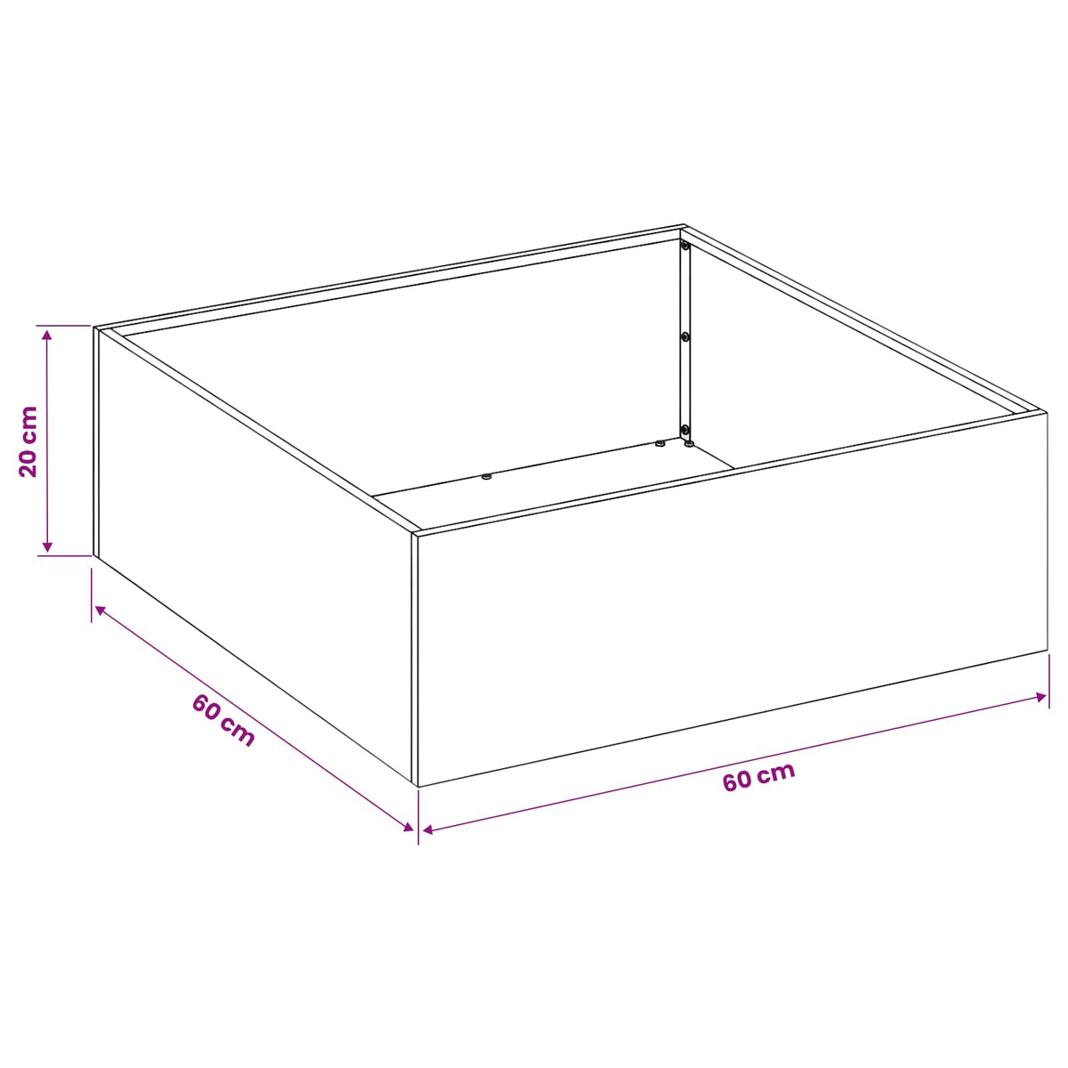 Vrtna saksija 2 kom. Srebrna 60 x 60 x 20 cm Pocinčani čelik