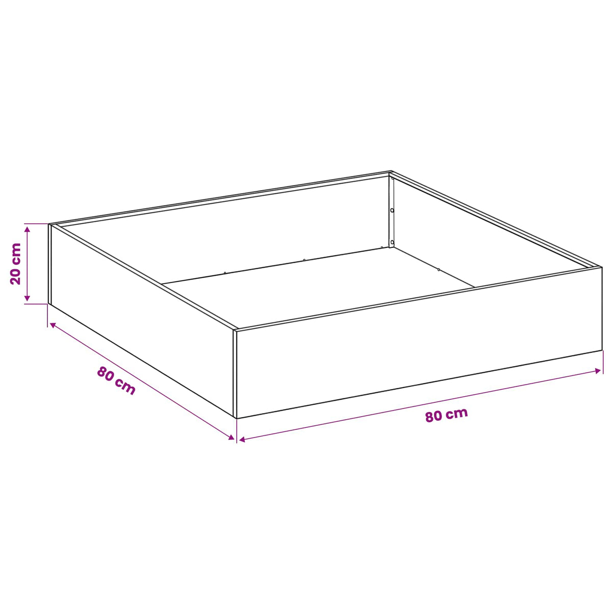 Vrtna saksija Srebrna 80 x 80 x 20 cm Nehrđajući čelik