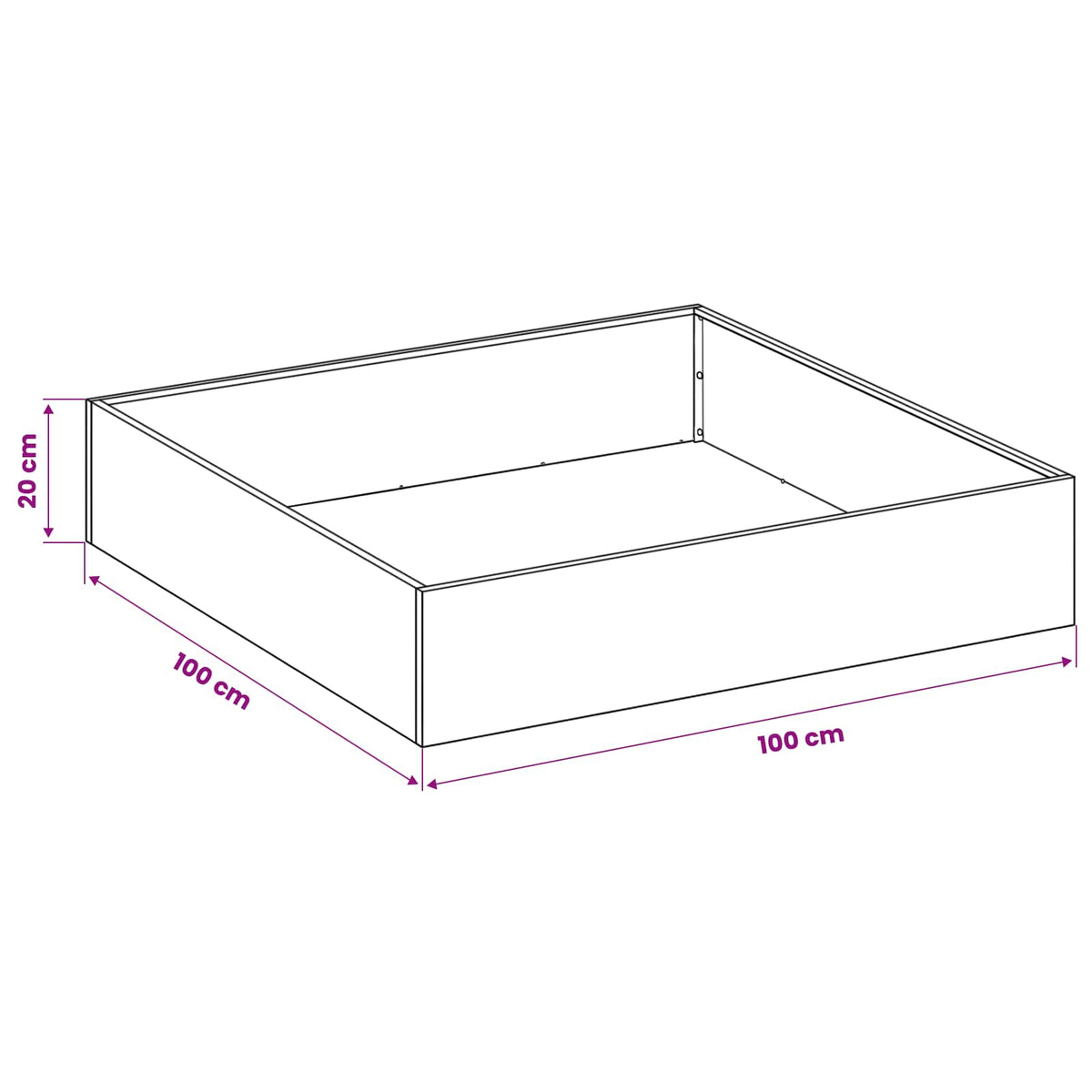 Vrtna saksija Srebrna 100 x 100 x 20 cm Pocinčani čelik