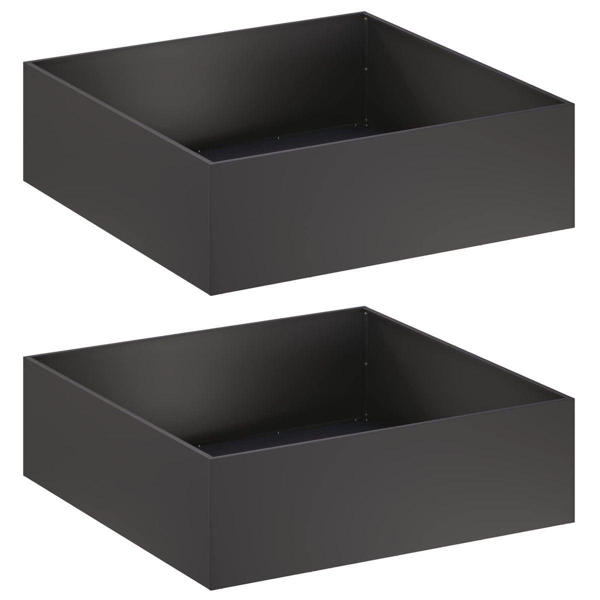Vrtna saksija 2 kom. Crna 80 x 80 x 30 cm Čelična vrata
