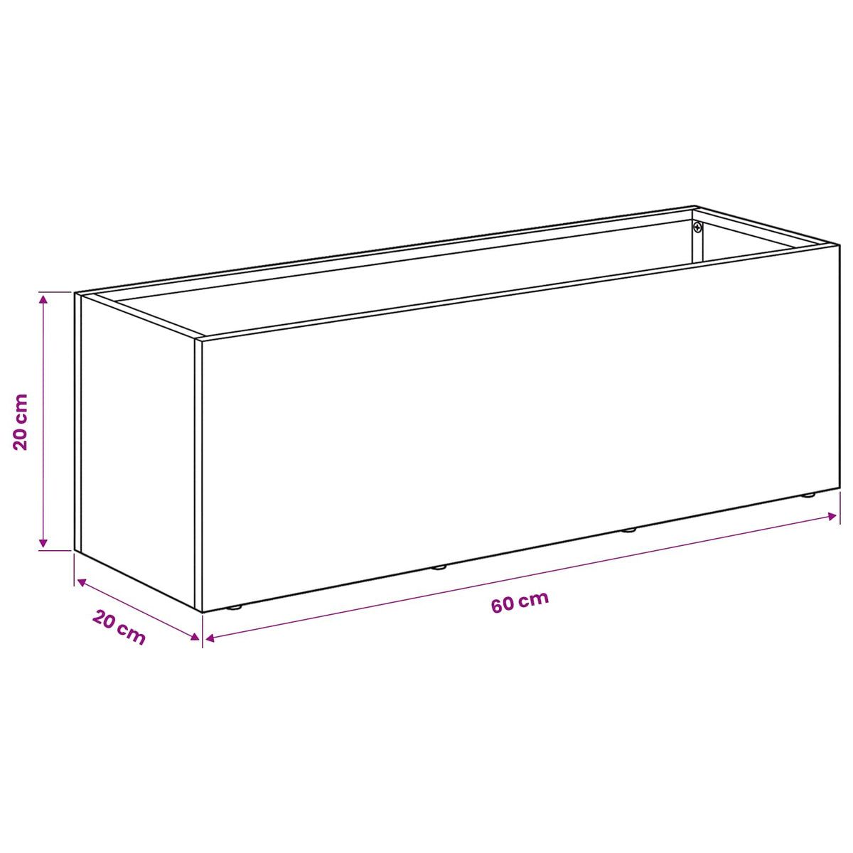 Vrtna saksija Rđa 60 x 20 x 20 cm Otporni čelik