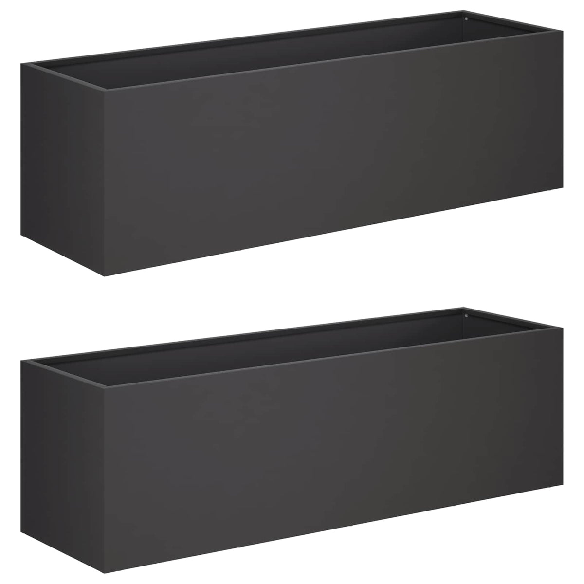 Vrtna saksija 2 kom. Crna 80 x 30 x 30 cm Čelična vrata