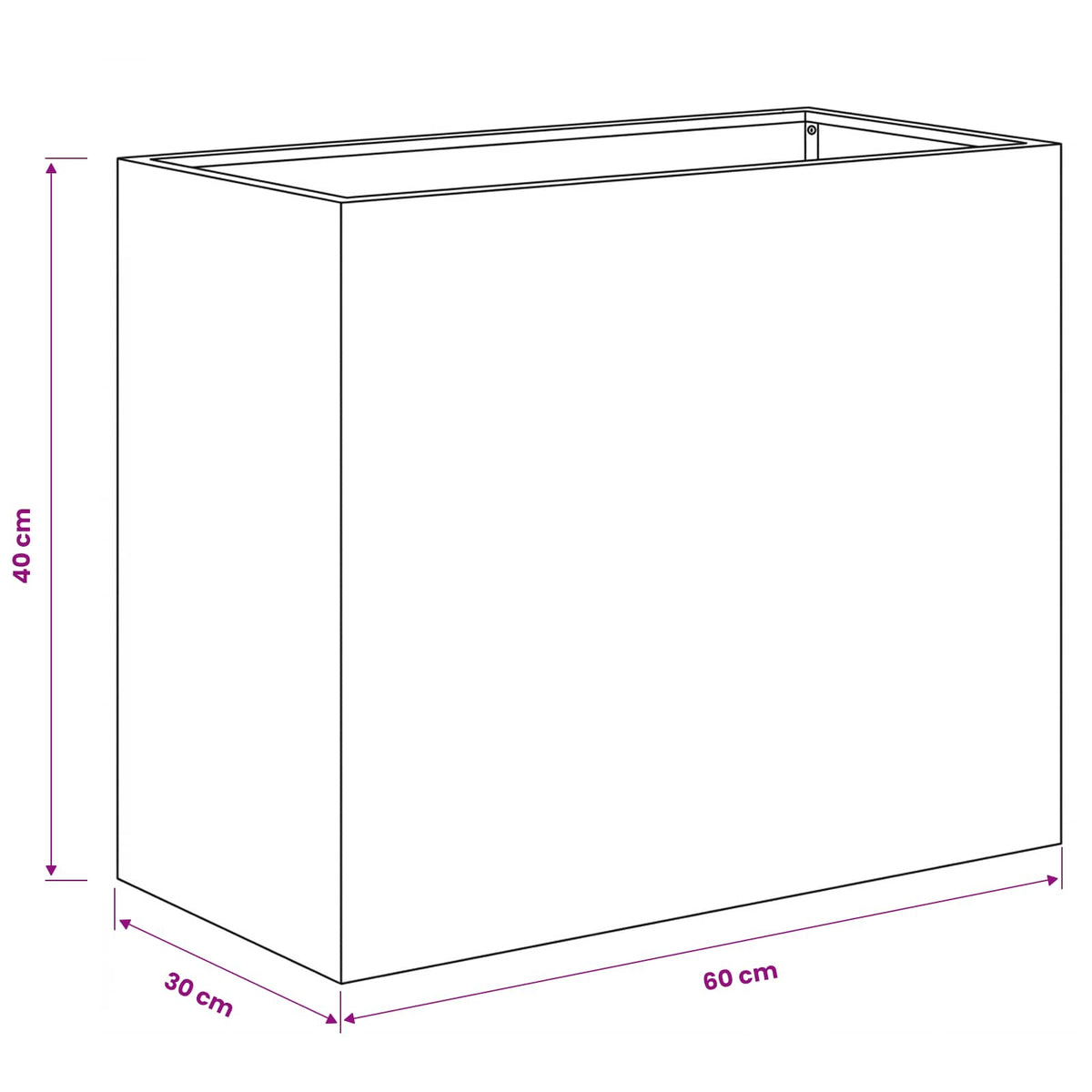 Vrtna saksija Crna 60 x 30 x 40 cm Čelična vrata