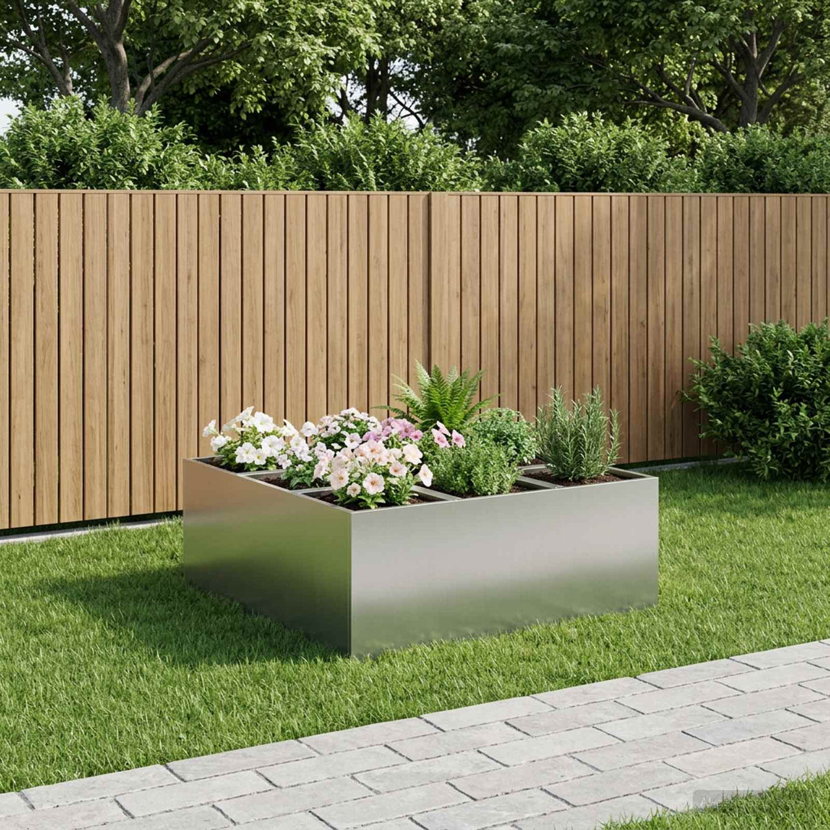 Vrtna saksija Srebrna 100 x 100 x 20 cm Pocinčani čelik