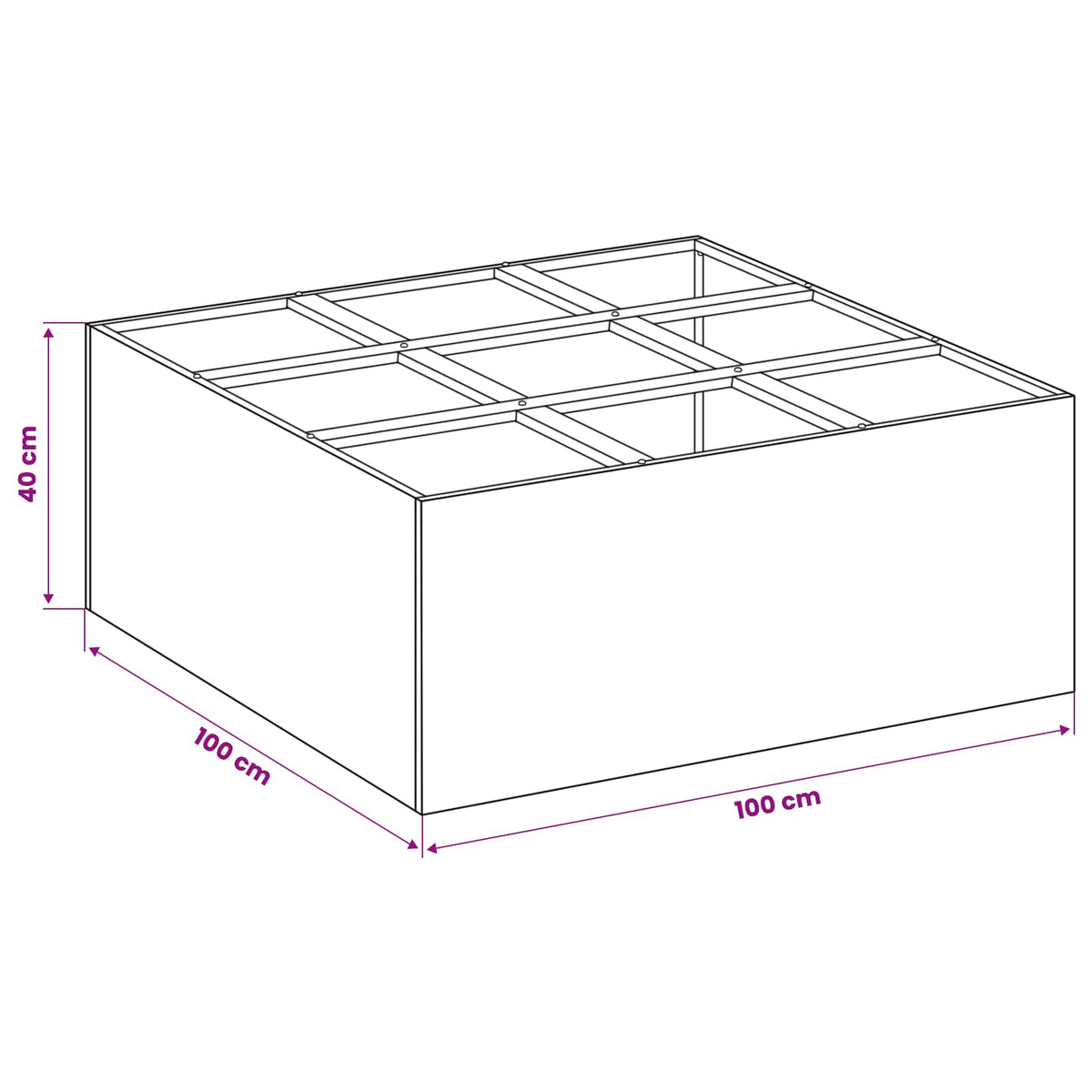 Vrtna saksija Antracit 100 x 100 x 40 cm Čelična vrata