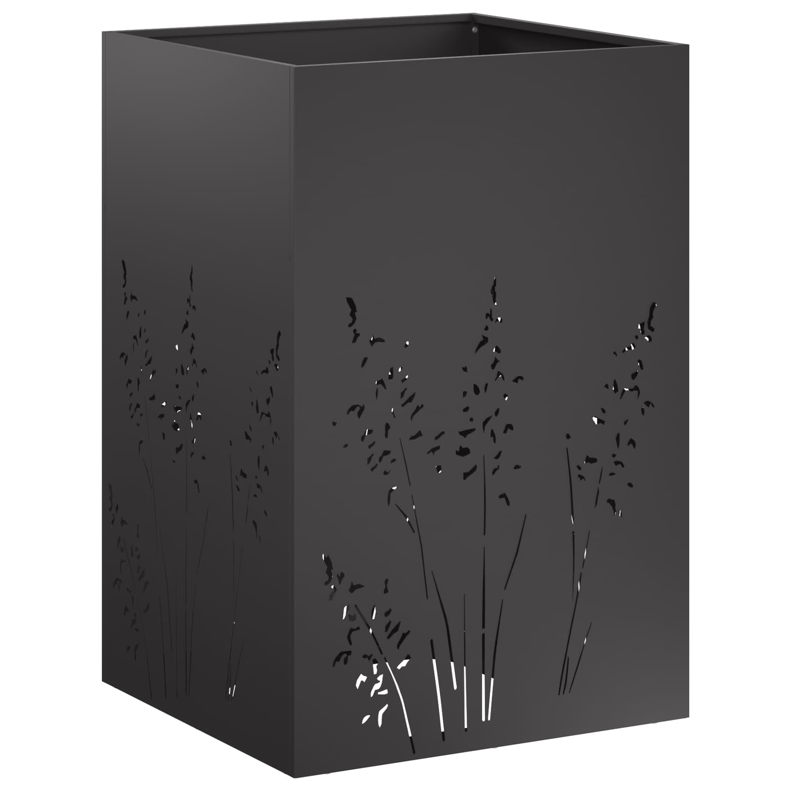 Vrtna saksija 2 kom. Crna 50 x 50 x 75 cm Čelična vrata