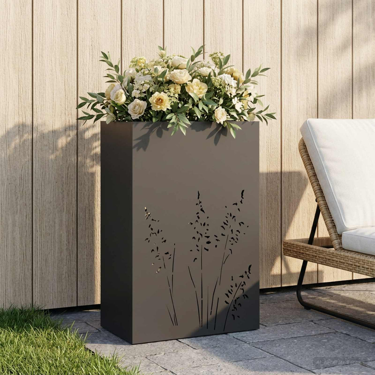 Vrtna saksija Crna 50 x 30 x 75 cm Čelična vrata