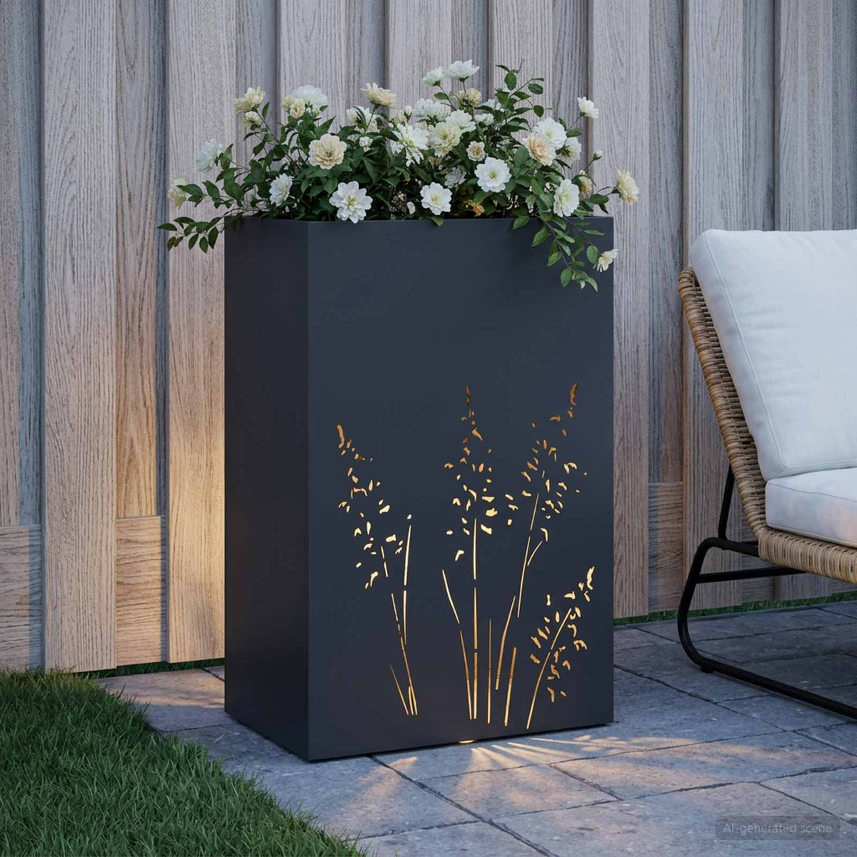 Vrtna saksija Crna 50 x 30 x 75 cm Čelična vrata