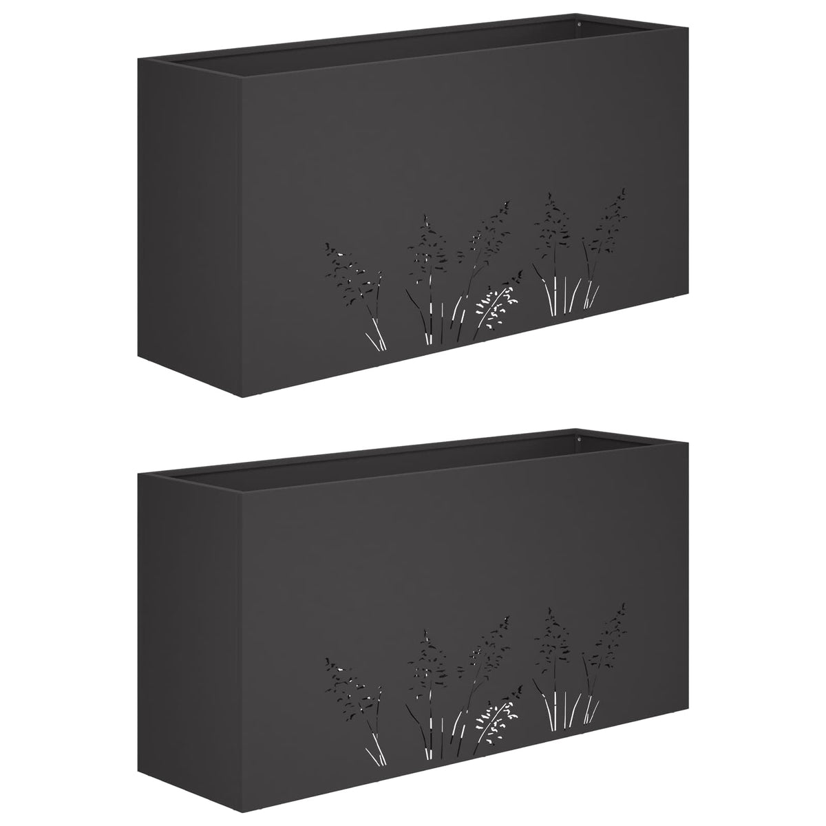 Vrtna saksija 2 kom. Crna 100 x 30 x 49 cm Čelična vrata