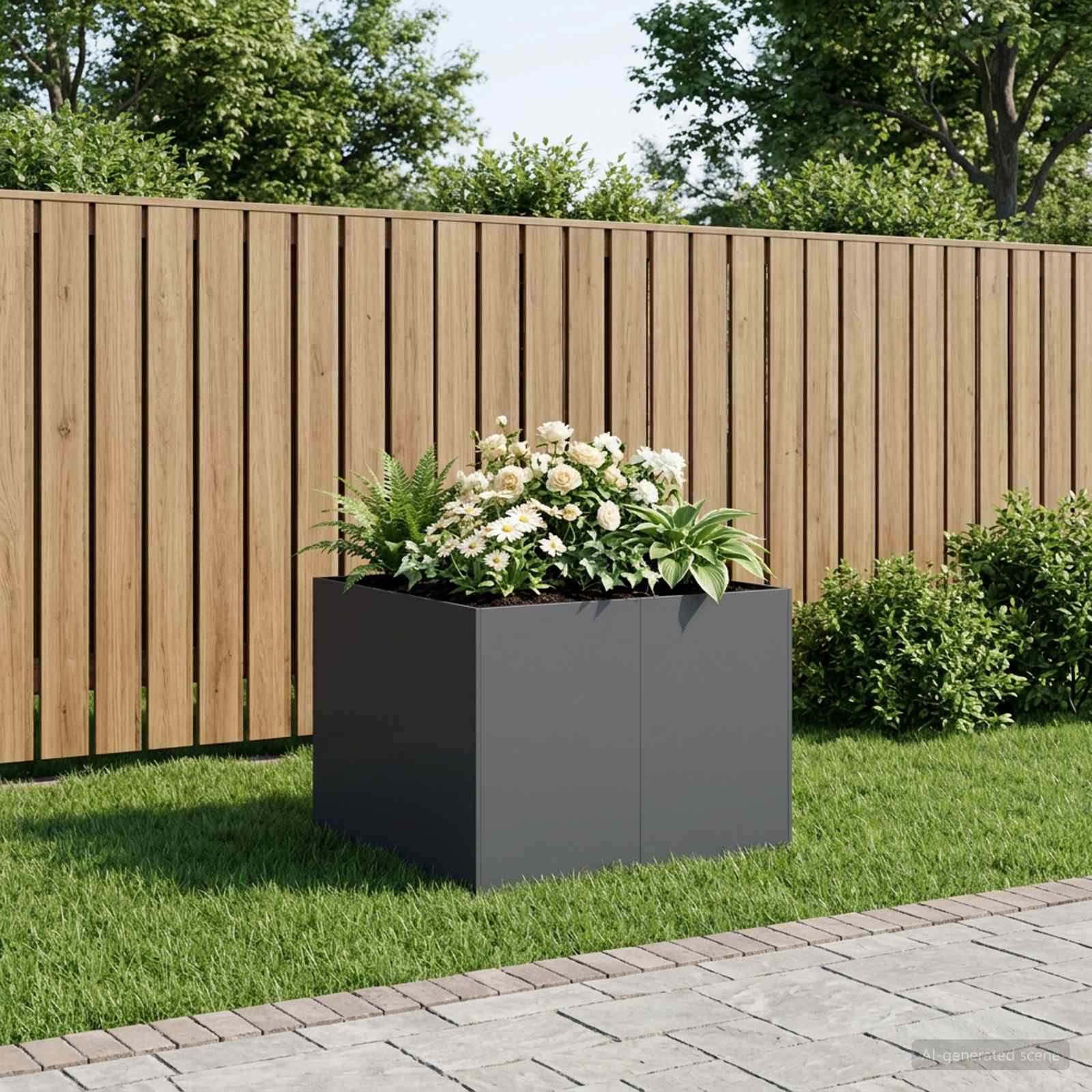 Vrtna saksija Antracit 80 x 80 x 60 cm Čelična vrata