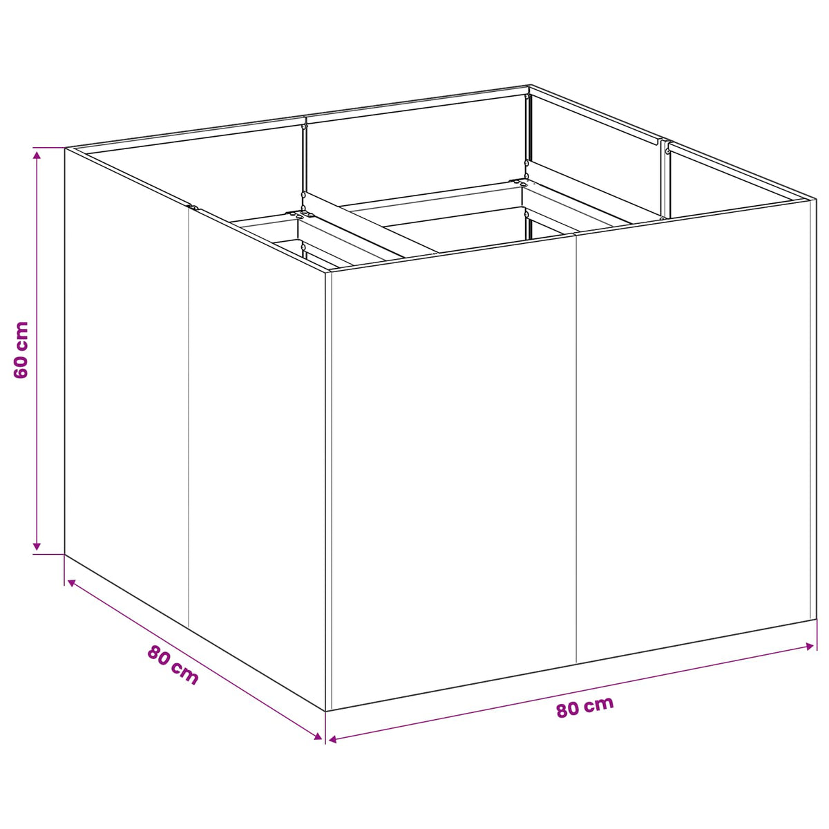 Vrtna saksija Antracit 80 x 80 x 60 cm Čelična vrata