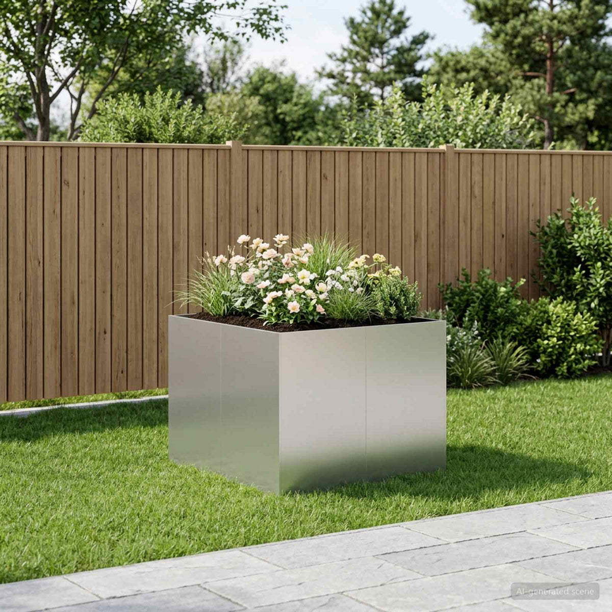 Vrtna saksija Srebrna 80 x 80 x 60 cm Pocinčani čelik