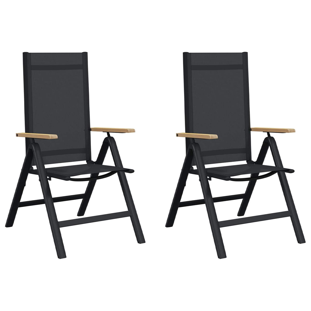 Ležaljke u vrtu 2 pcs Crna 58 x 73 x 111,5 cm Tekstilen