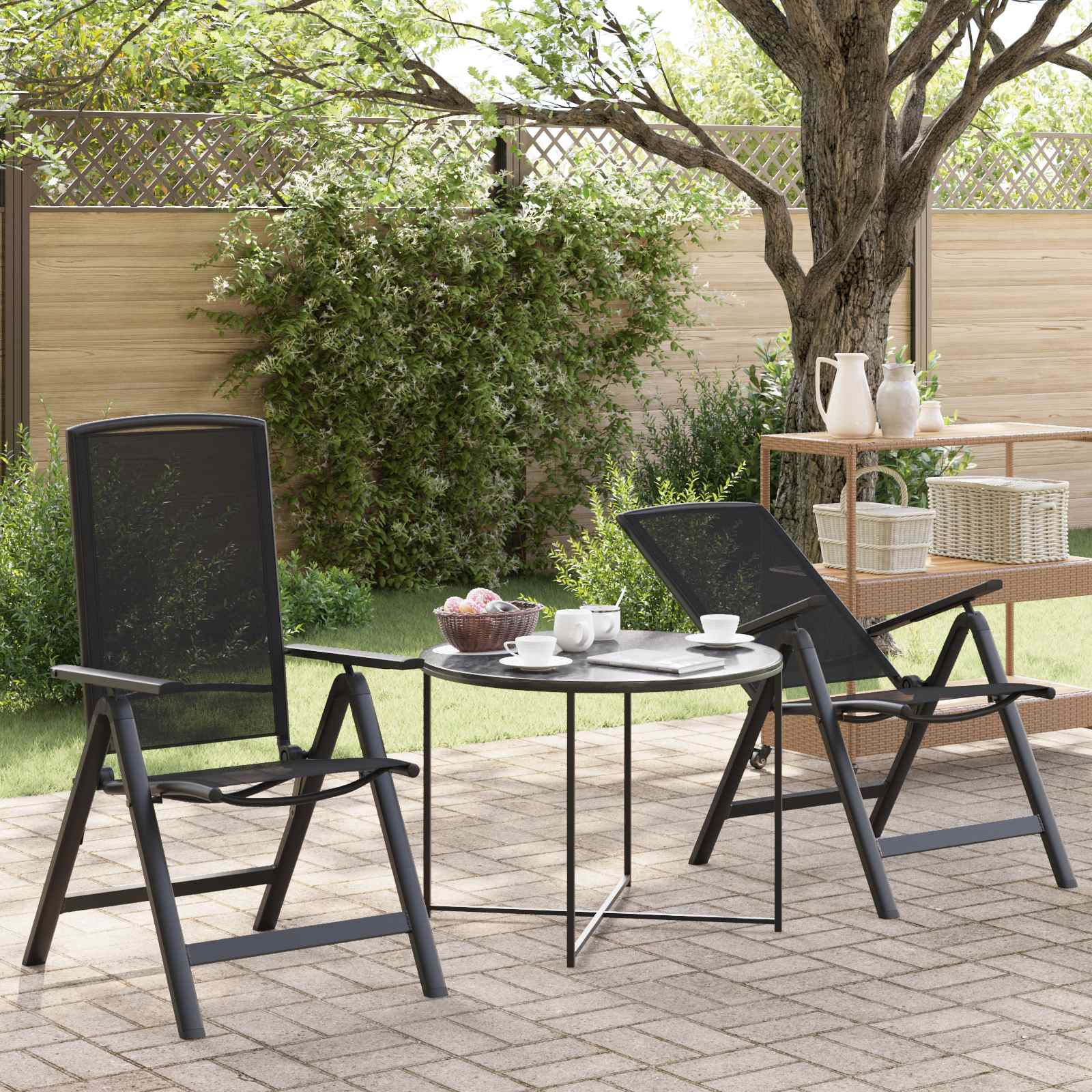 Ležaljke u vrtu 2 pcs Crna 58 x 71 x 112 cm Tekstilen