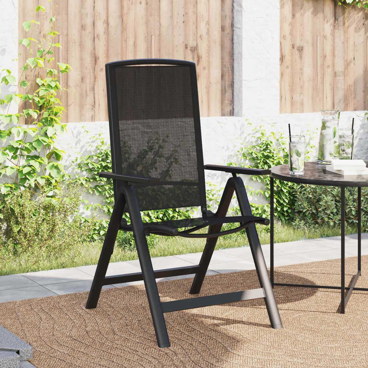 Ležaljke u vrtu 2 pcs Crna 58 x 71 x 112 cm Tekstilen