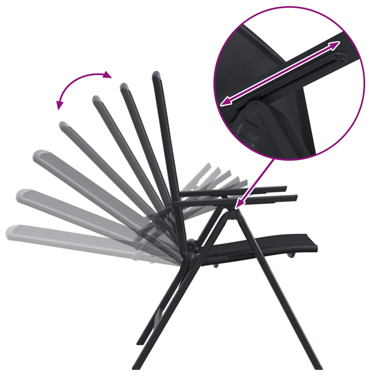 Ležaljke u vrtu 2 pcs Crna 58 x 71 x 112 cm Tekstilen