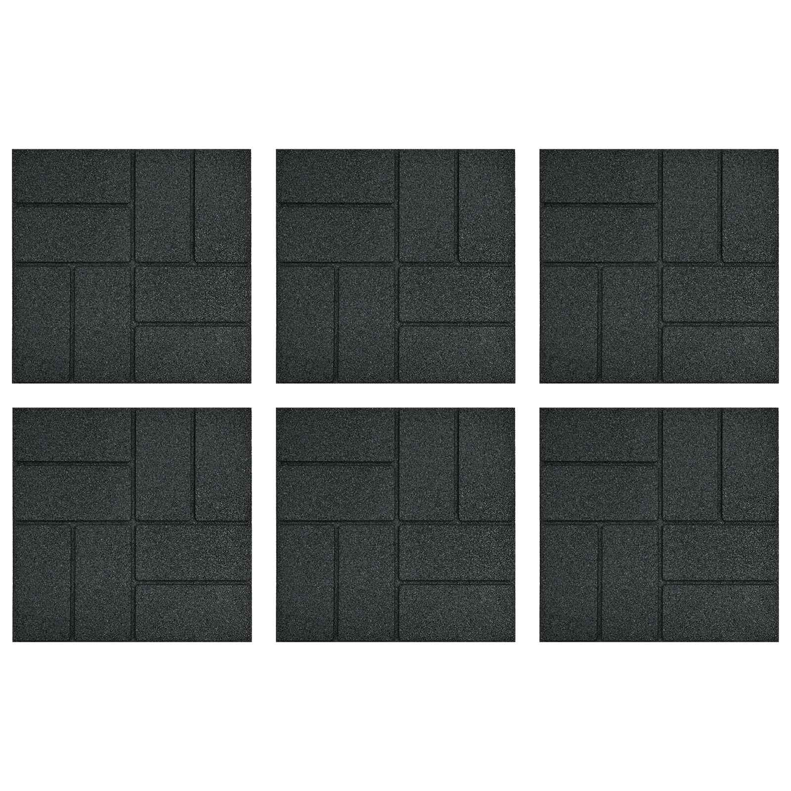 Kamen za hodanje 6 pcs Crna 40,5 x 40,5 x 2 cm Guma