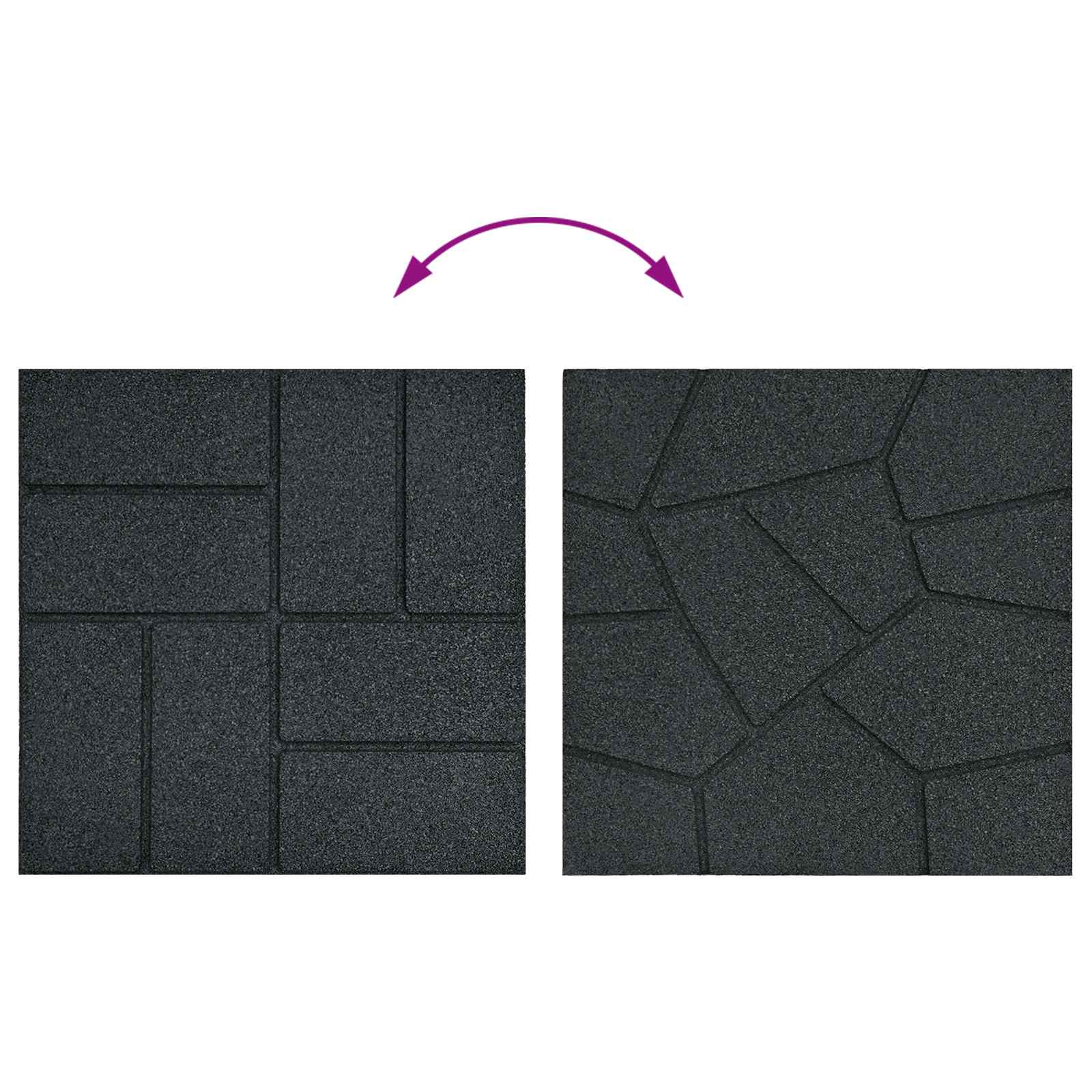 Kamen za hodanje 6 pcs Crna 40,5 x 40,5 x 2 cm Guma