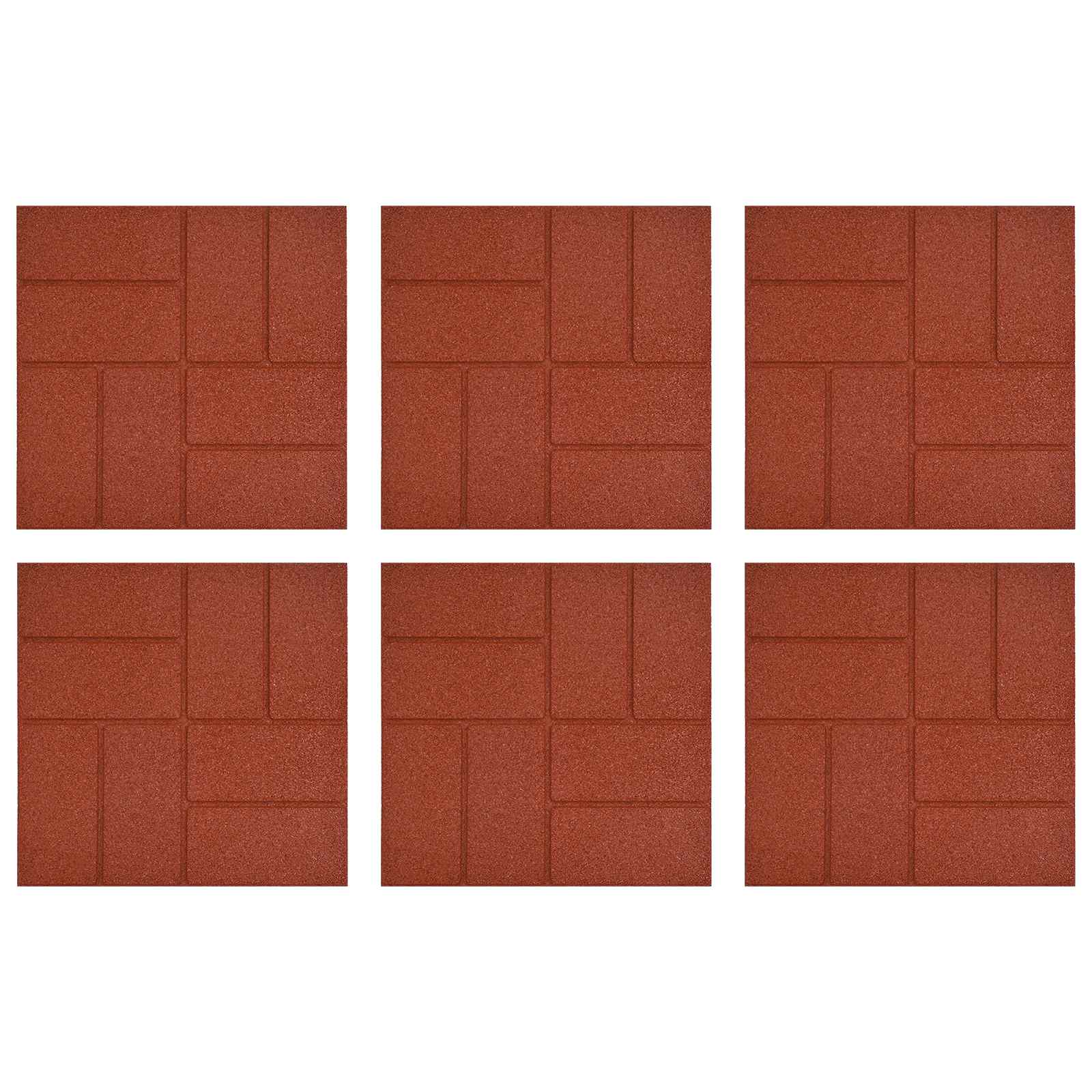 Kamen za hodanje 6 pcs Crvena 40,5 x 40,5 x 2 cm Guma
