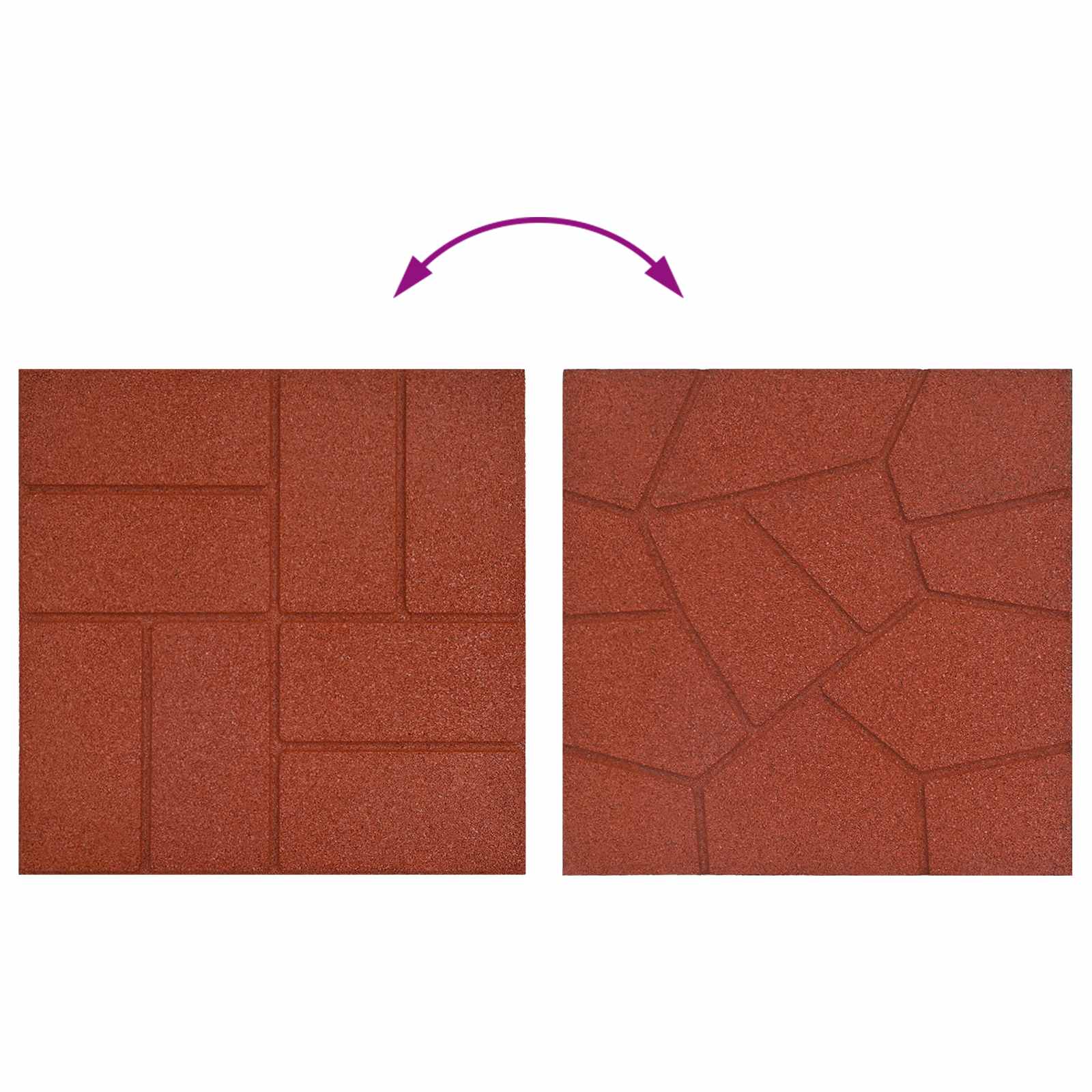 Kamen za hodanje 6 pcs Crvena 40,5 x 40,5 x 2 cm Guma