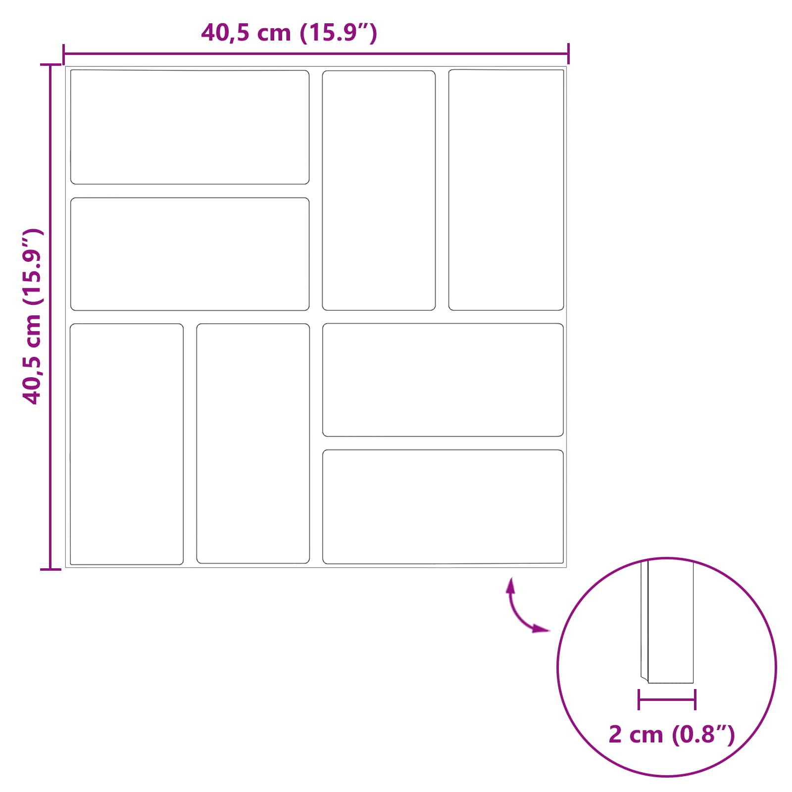Kamen za hodanje 6 pcs Crvena 40,5 x 40,5 x 2 cm Guma