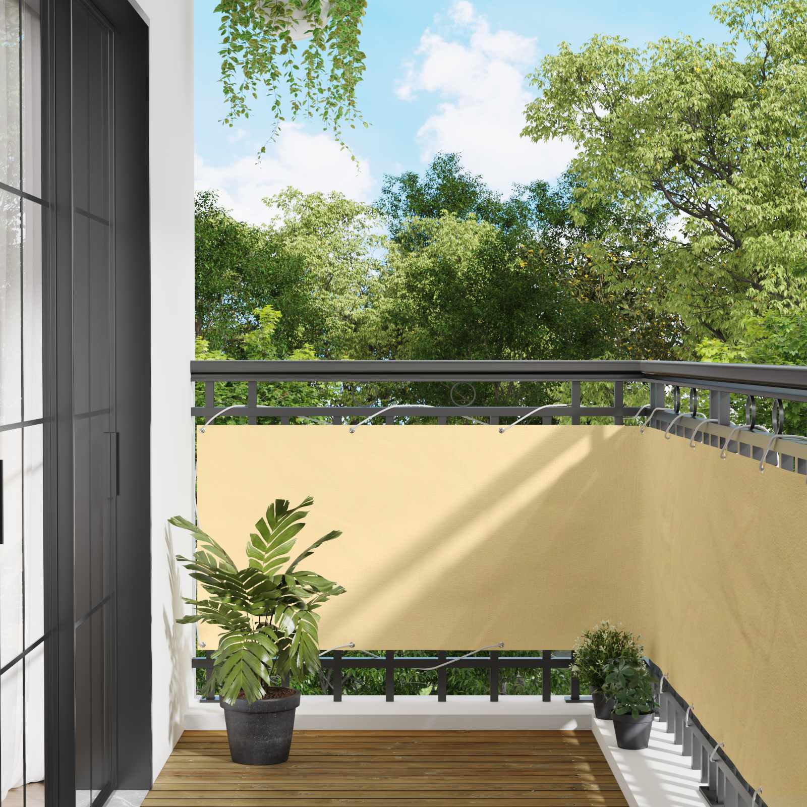 Balcony ekran 75 x 200 cm PU prekriveni oksford alu