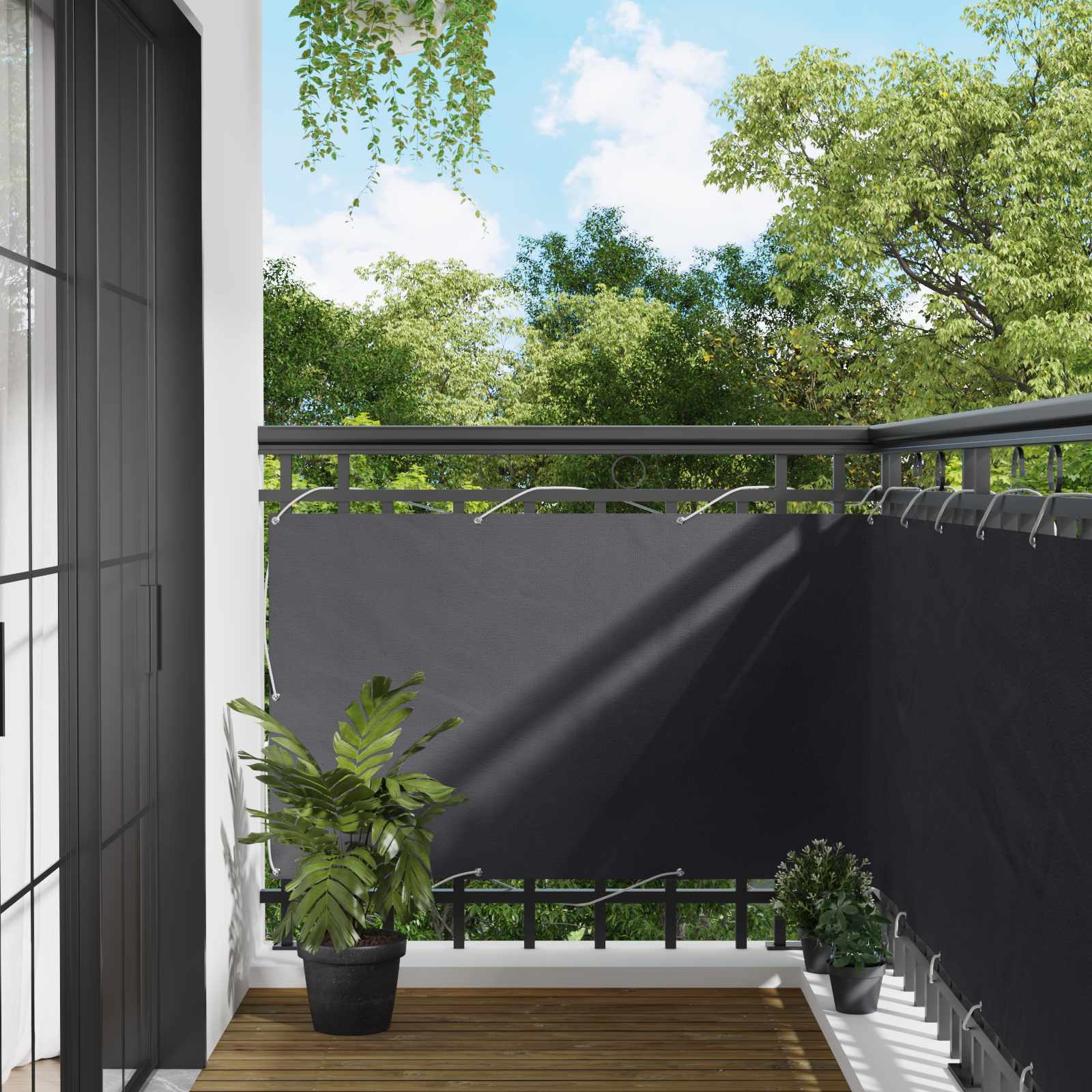Balcony ekran 90 x 200 cm PU prekriveni oksford alu