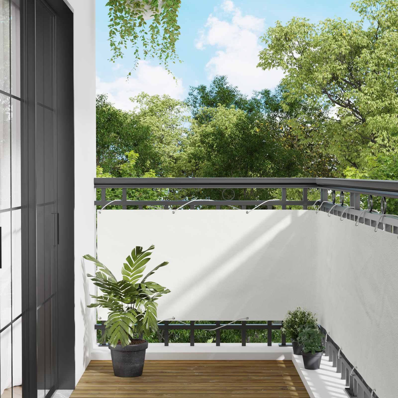 Balcony ekran Bijeli 75 x 200 cm PU prekriveni oksford alu