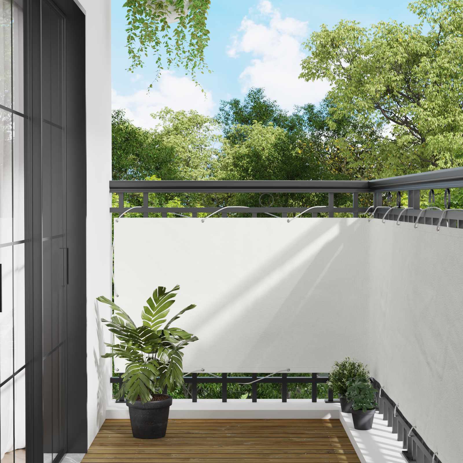 Balcony ekran Bijeli 100 x 300 cm Oxford tkanina