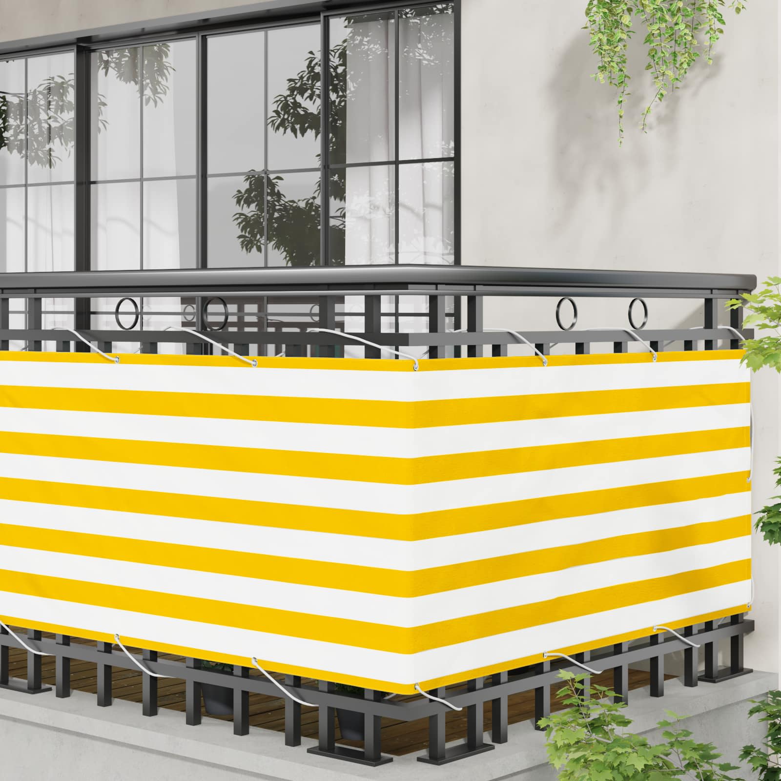 Balcony ekran Žuta i bijela 75 x 200 cm
