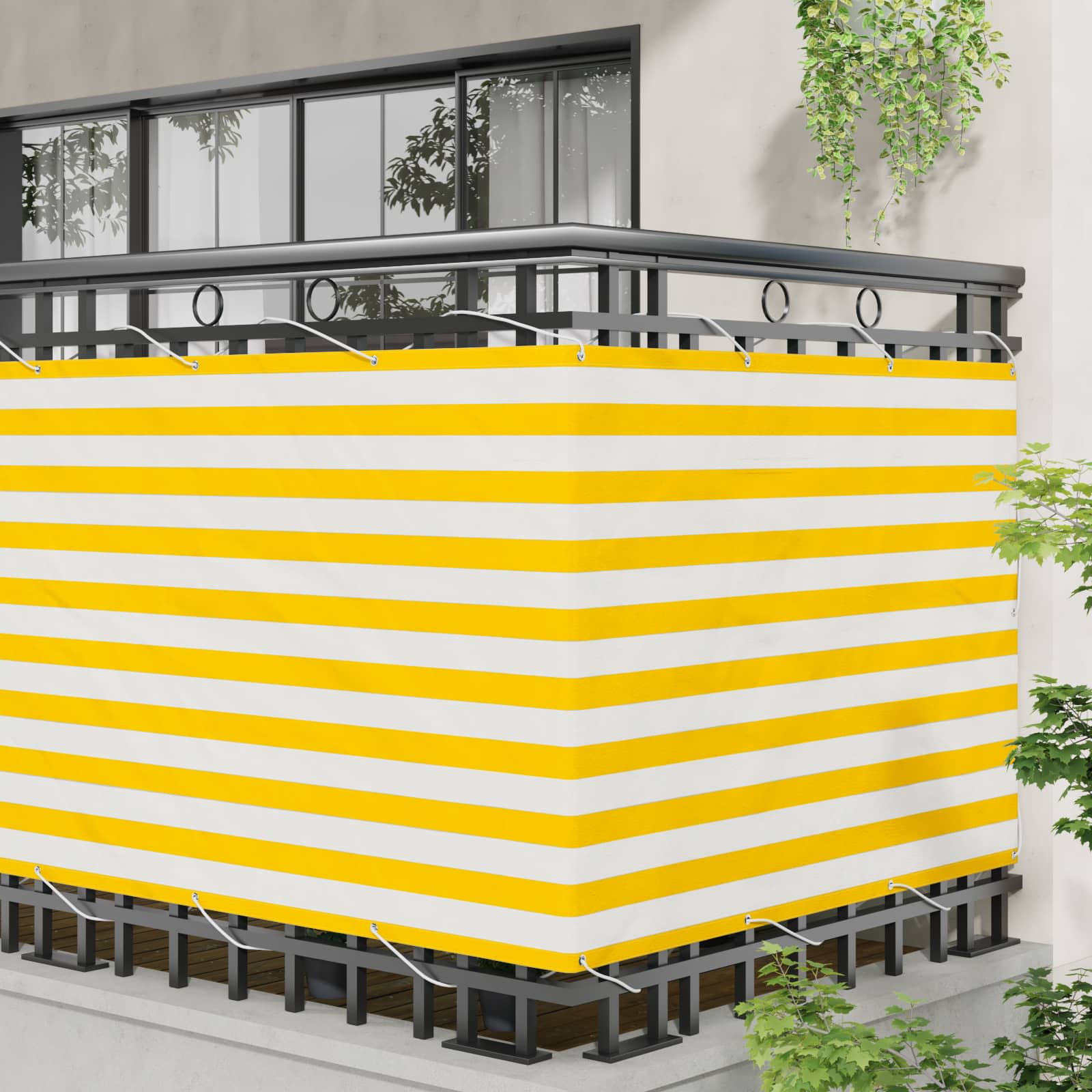 Balcony ekran Žuta i bijela 110 x 800 cm Oxford tkanina
