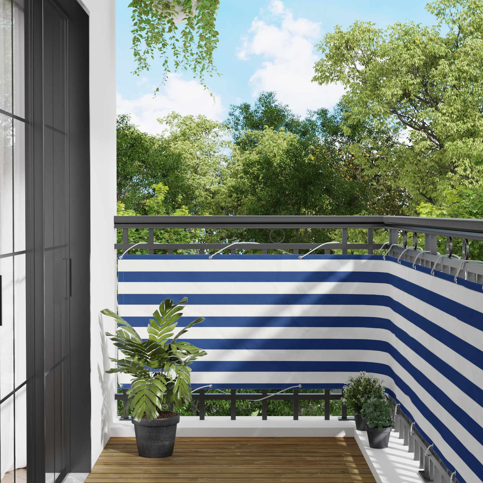 Balcony ekran Plava i bijela 75 x 200 cm