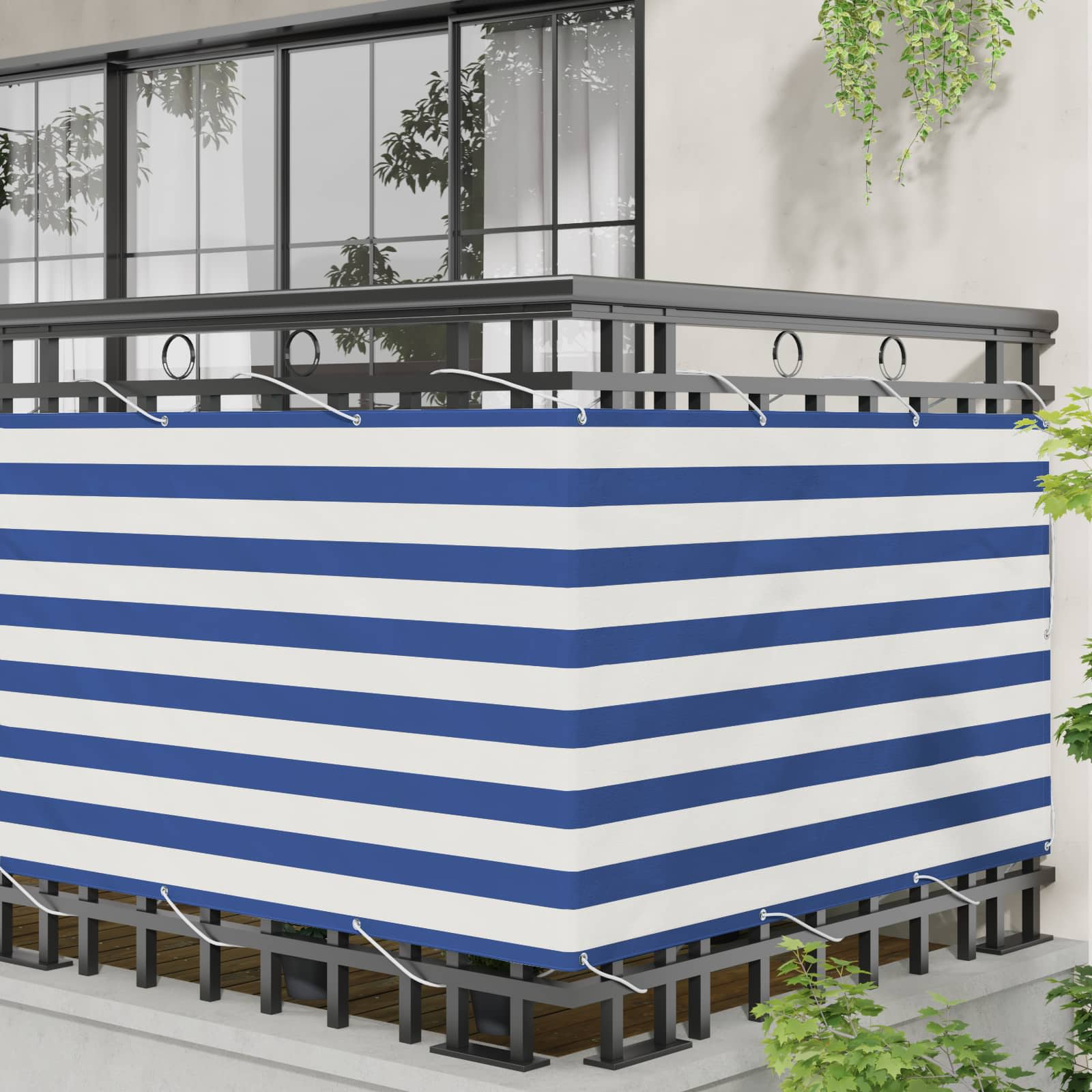 Balcony ekran Plava i bijela 90 x 200 cm