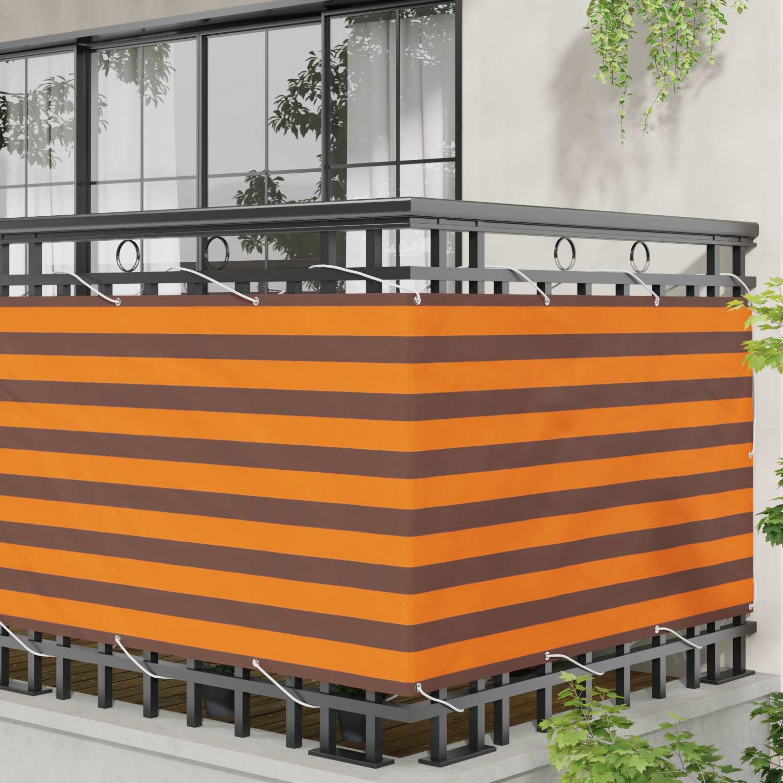 Balcony ekran Narančasta i smeđa 100 x 500 cm Oxford tkanina