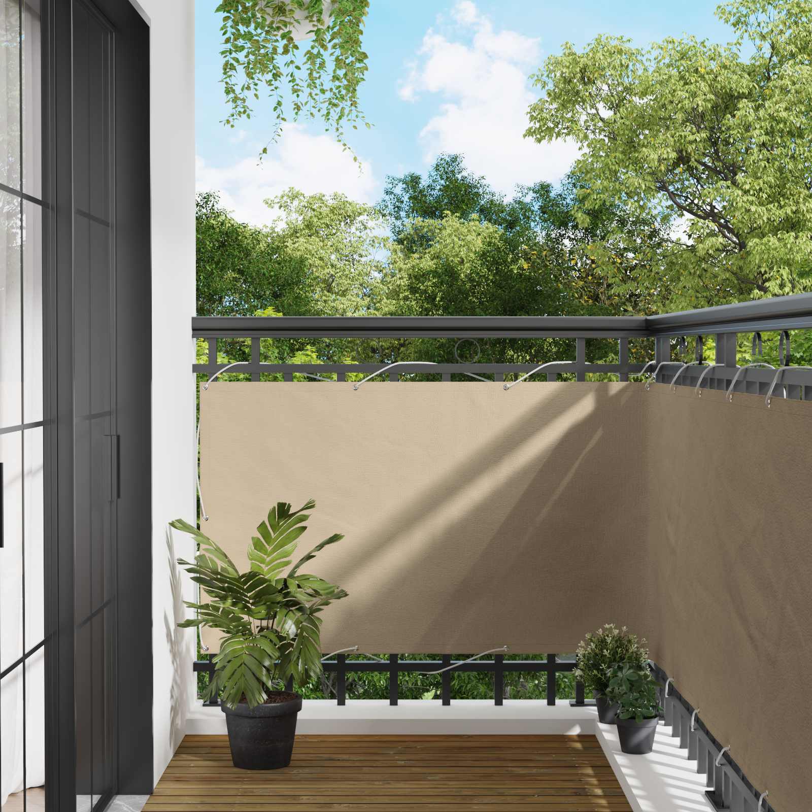 Balcony ekran Bež 100 x 500 cm Oxford tkanina