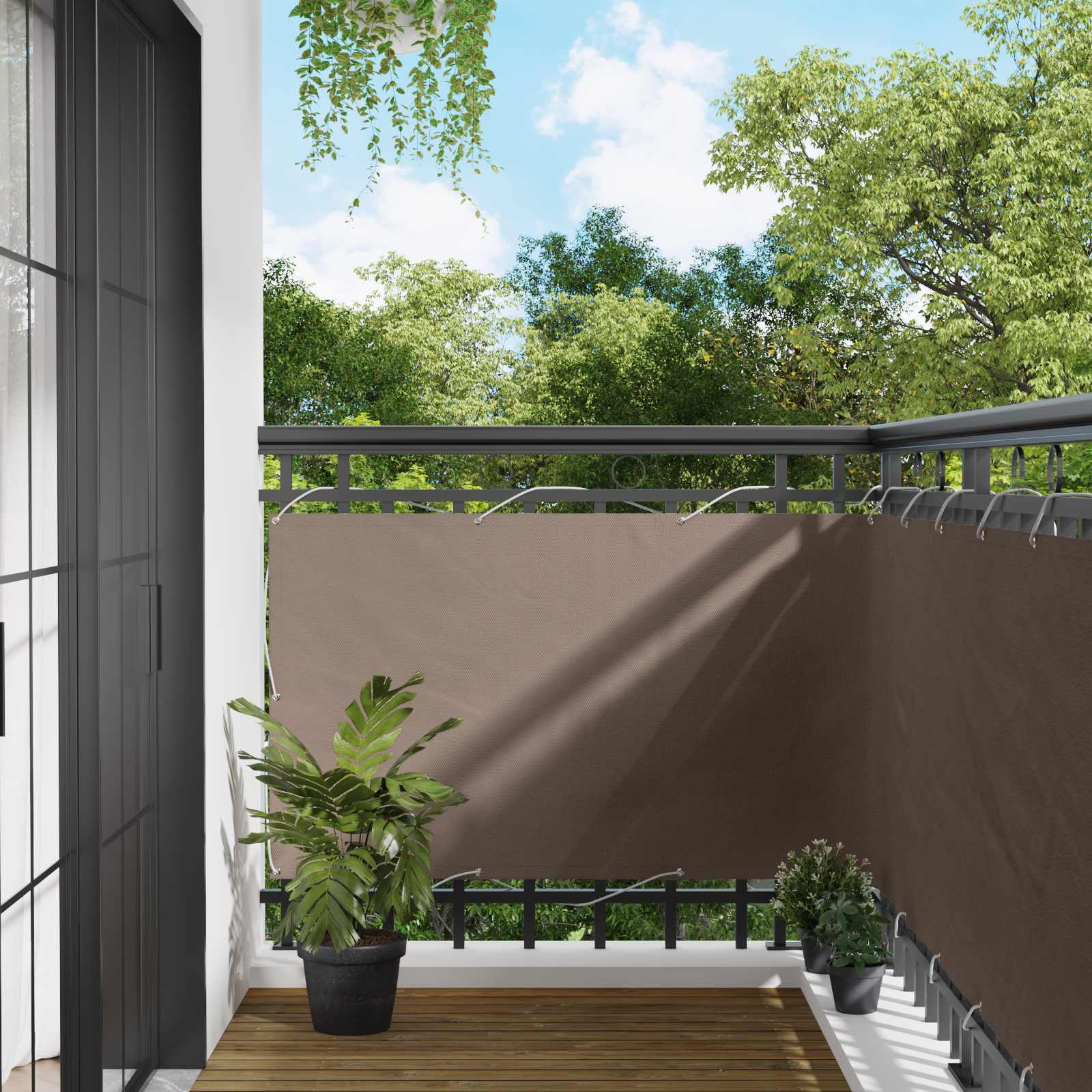 Balcony ekran Sivo-smeđa 100 x 400 cm Oxford tkanina