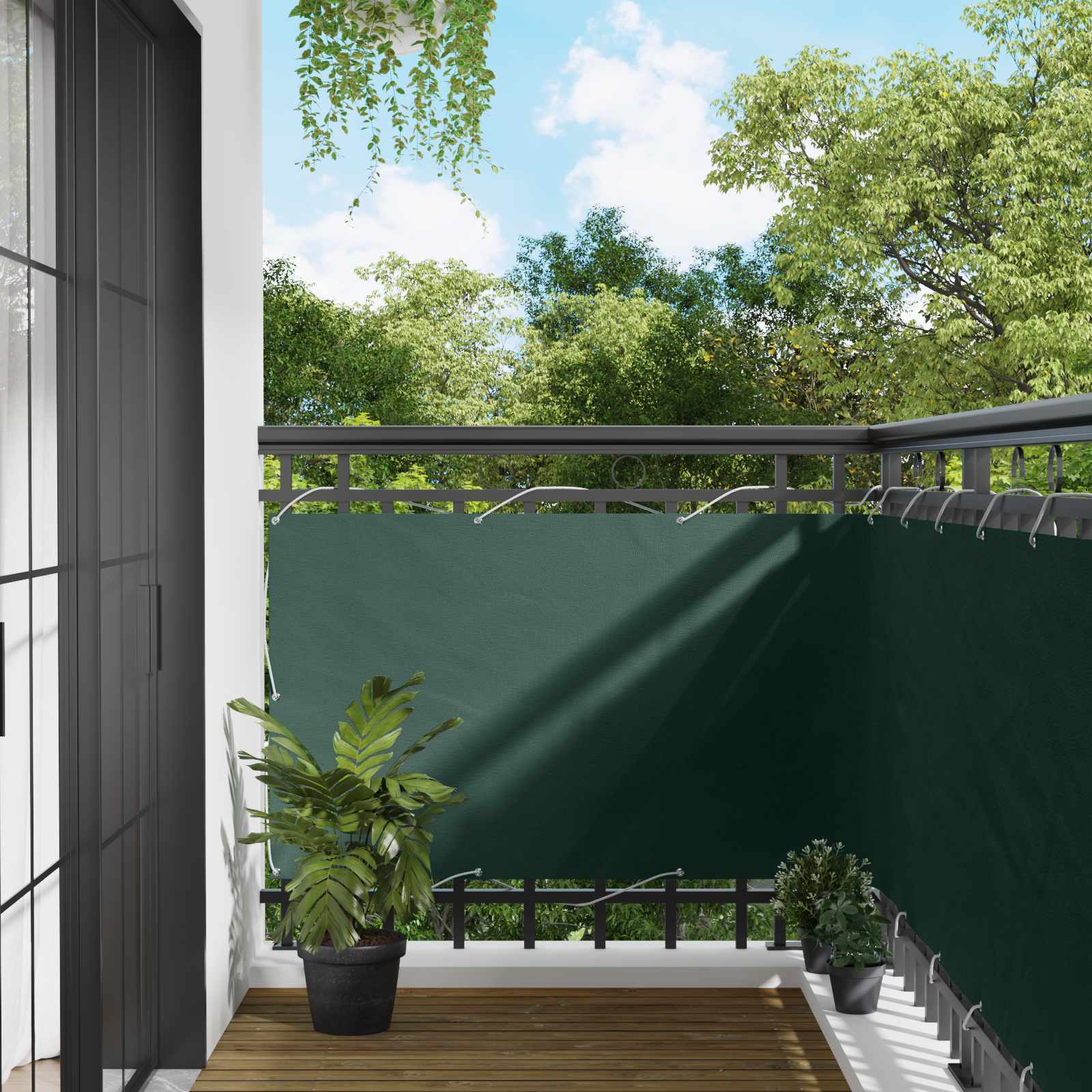 Balcony ekran Tamnozelena 100 x 500 cm Oxford tkanina