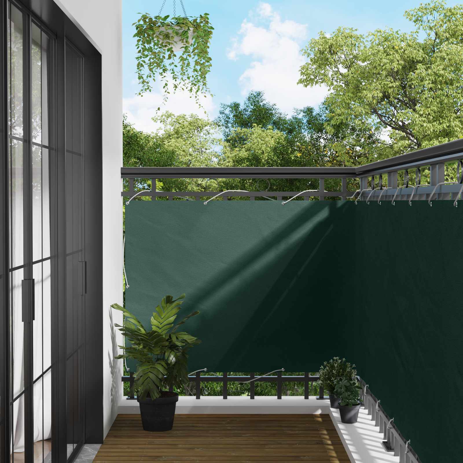 Balcony ekran Tamnozelena 110 x 800 cm Oxford tkanina