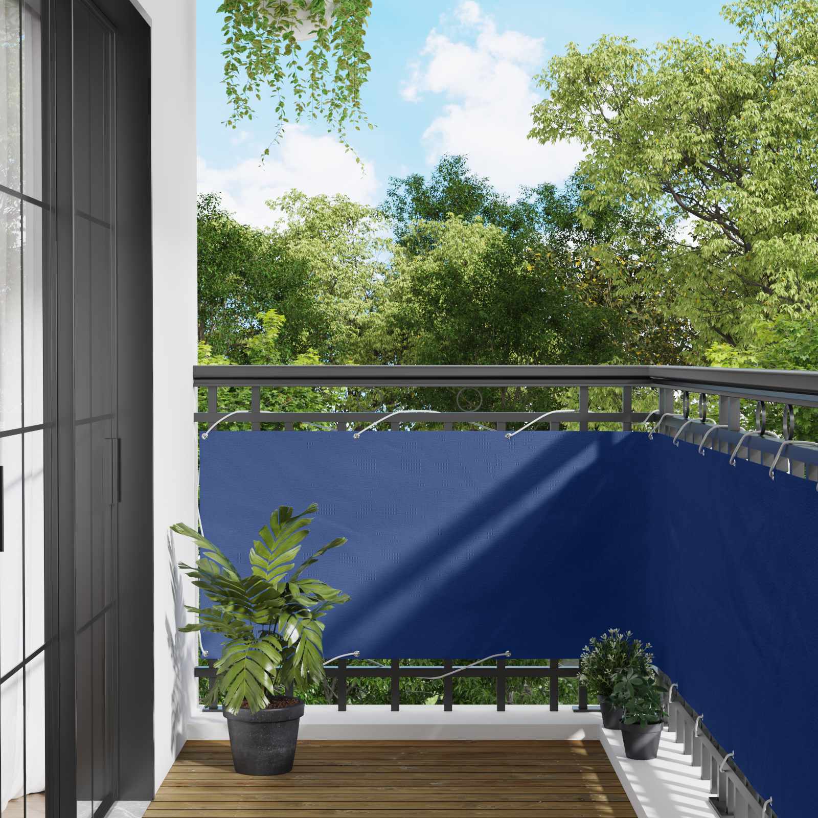 Balcony ekran Plava 75 x 200 cm PU prekriveni oksford alu