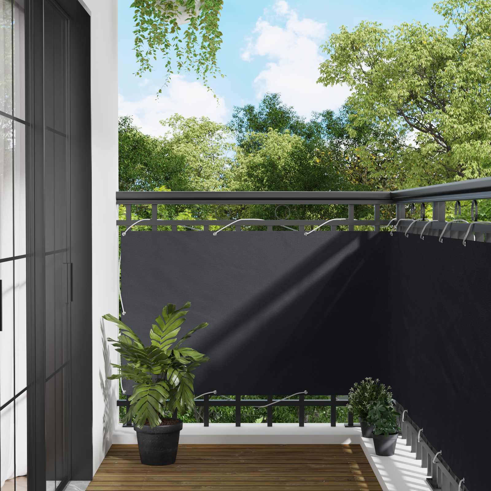 Balcony ekran Crna 100 x 300 cm Oxford tkanina