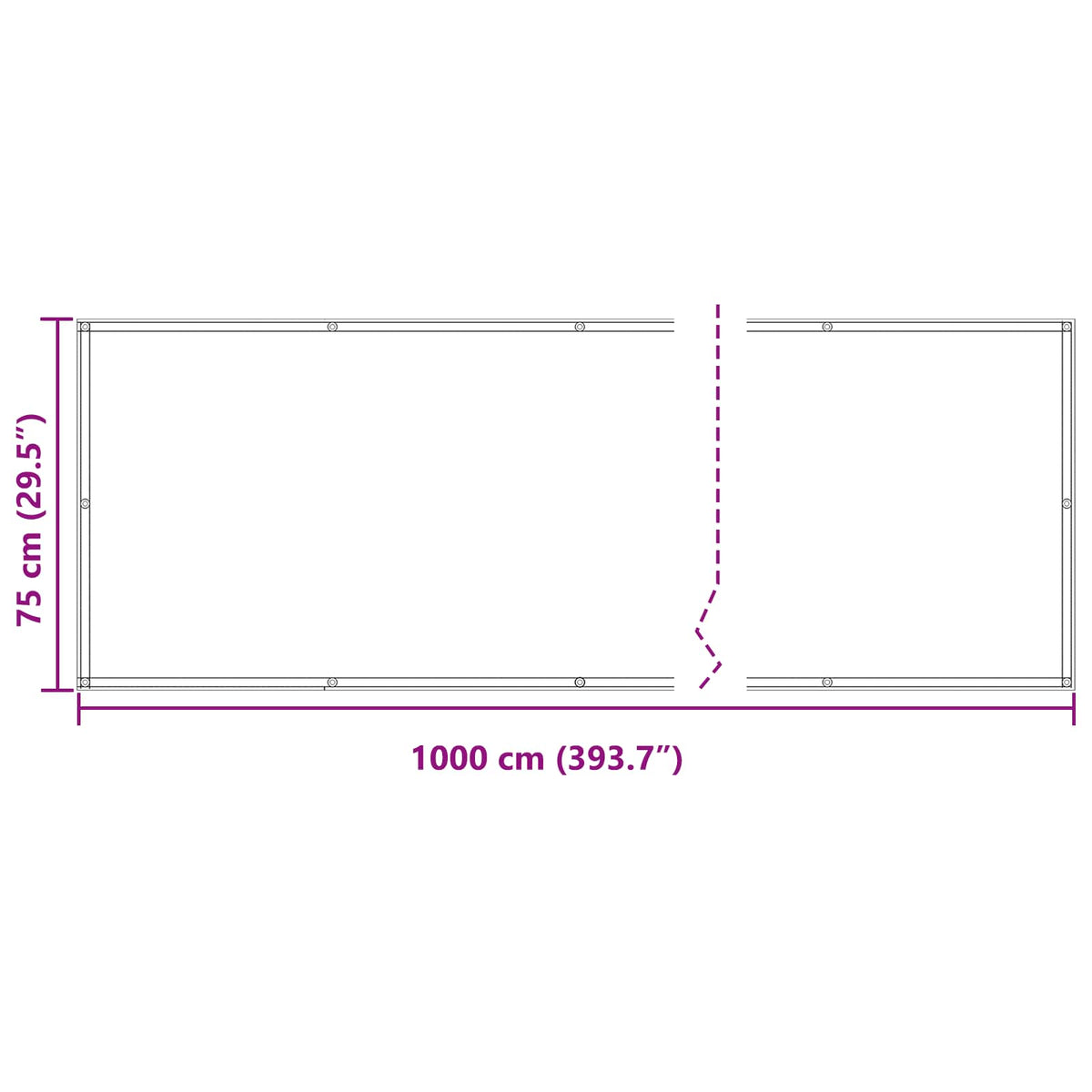 Balcony ekran Svijetlo siva i bijela. 75 x 1000 cm
