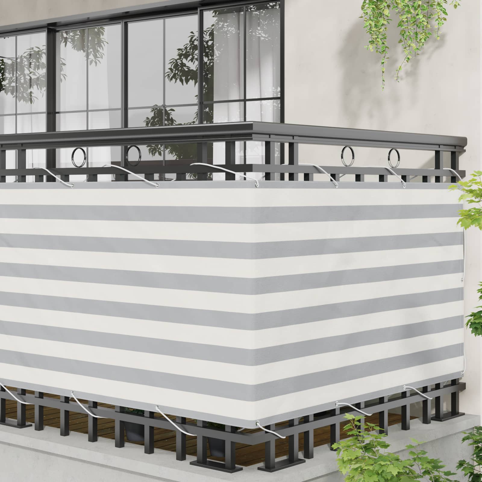 Balcony ekran Svijetlo siva i bijela. 100 x 600 cm