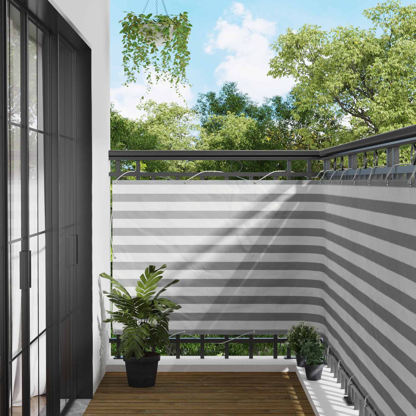 Balcony ekran Svijetlo siva i bijela. 120 x 400 cm