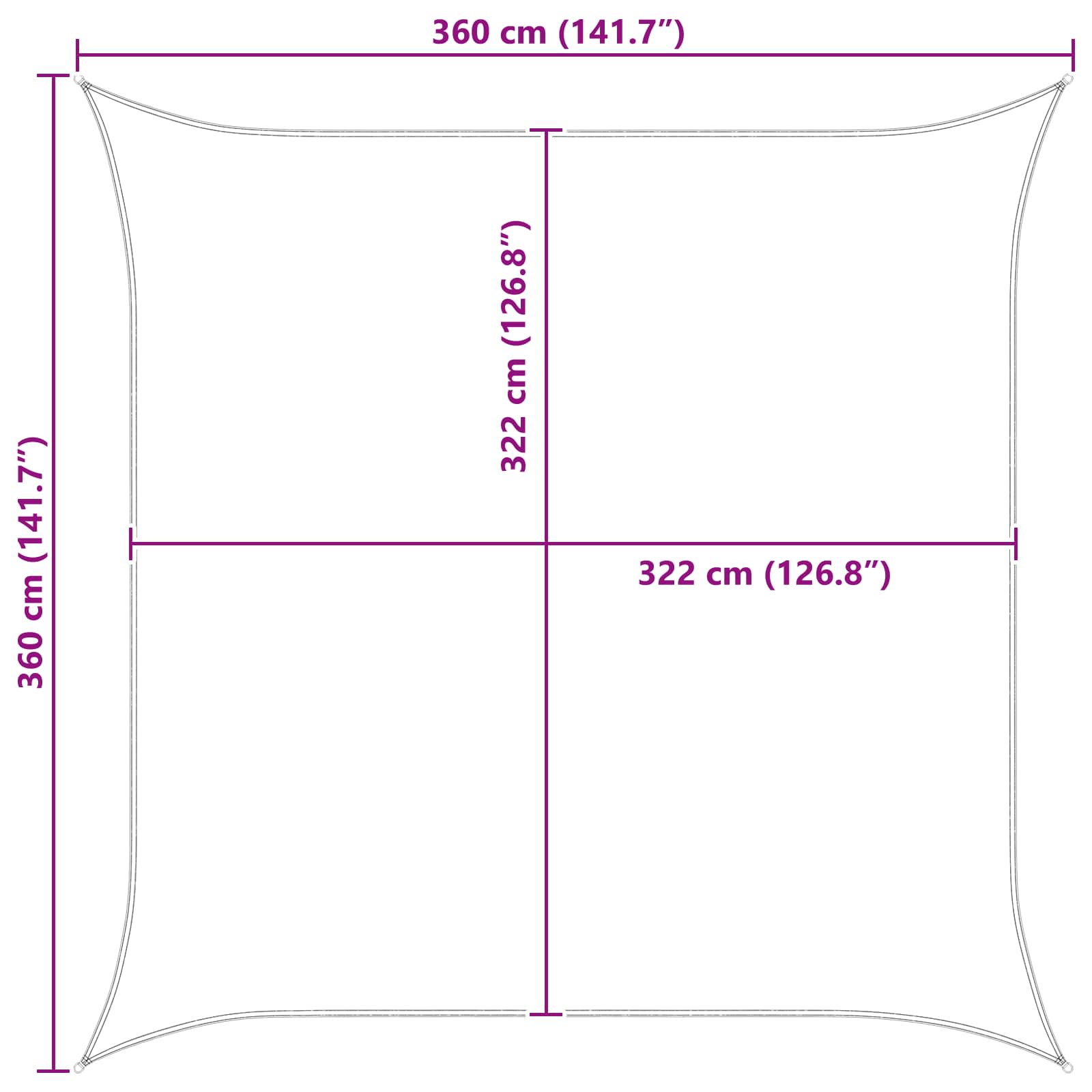 Jedro za sunce Svijetlo siva i bijela. 3,6 x 3,6 m