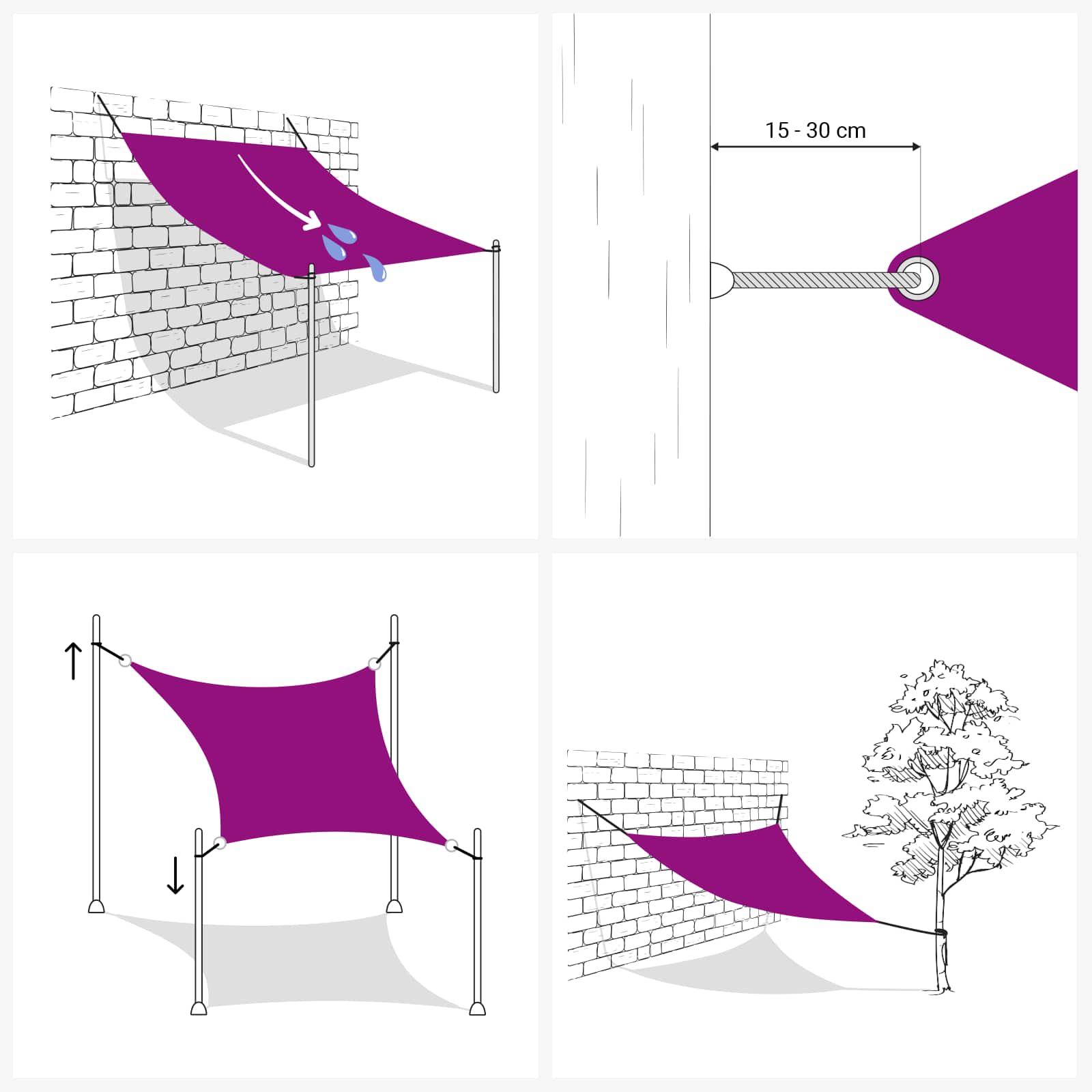 Jedro za sunce Plava i bijela 7 x 6 m 100% poliester Oxford