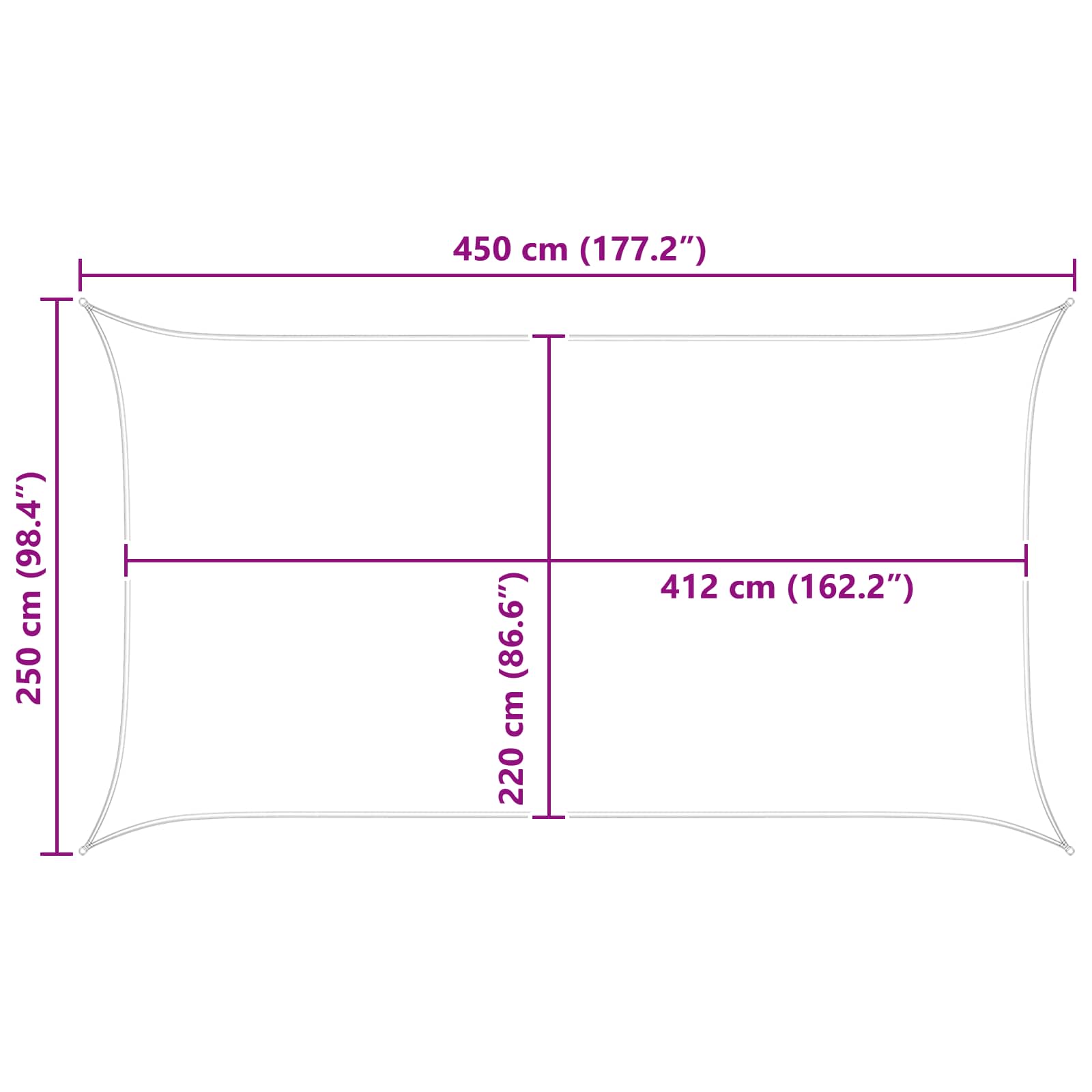 Jedro za sunce Svijetlo siva i bijela. 4,5 x 2,5 m