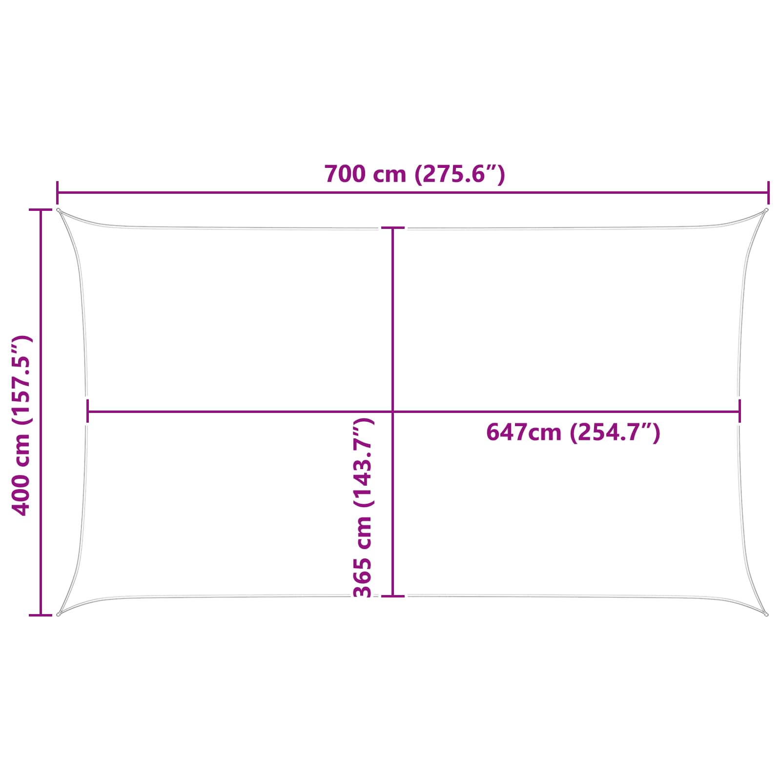 Jedro za sunce Svijetlo siva i bijela. 7 x 4 m