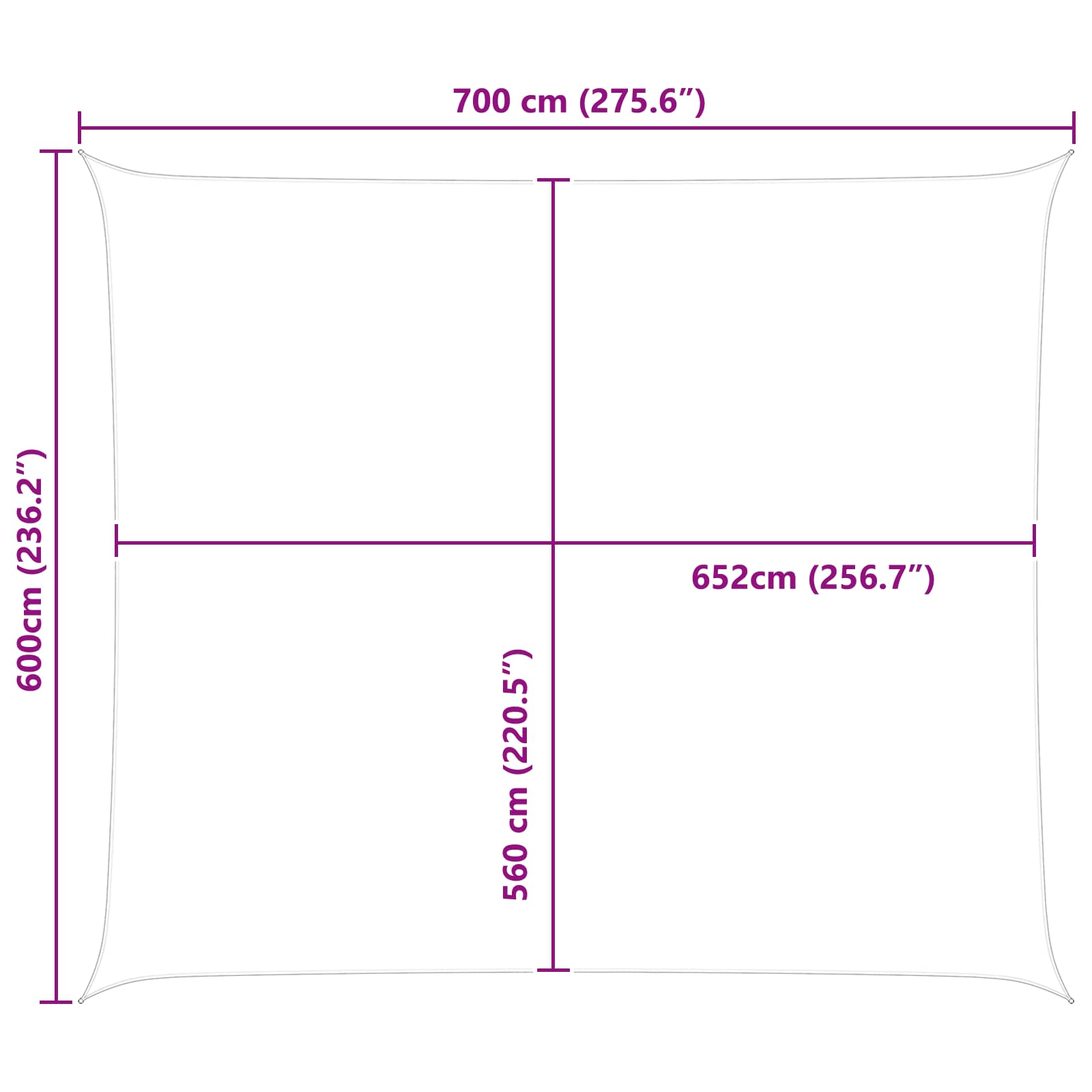 Jedro za sunce Svijetlo siva i bijela. 7 x 6 m