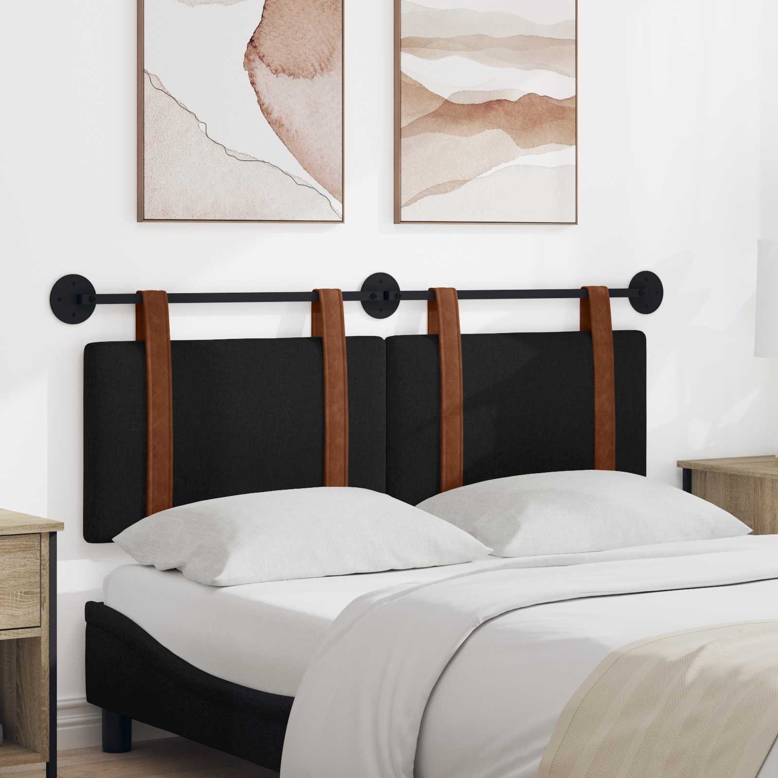 Držeće uzglavlje Zidne Crna 130 x 55 x 5 cm Antikni PU