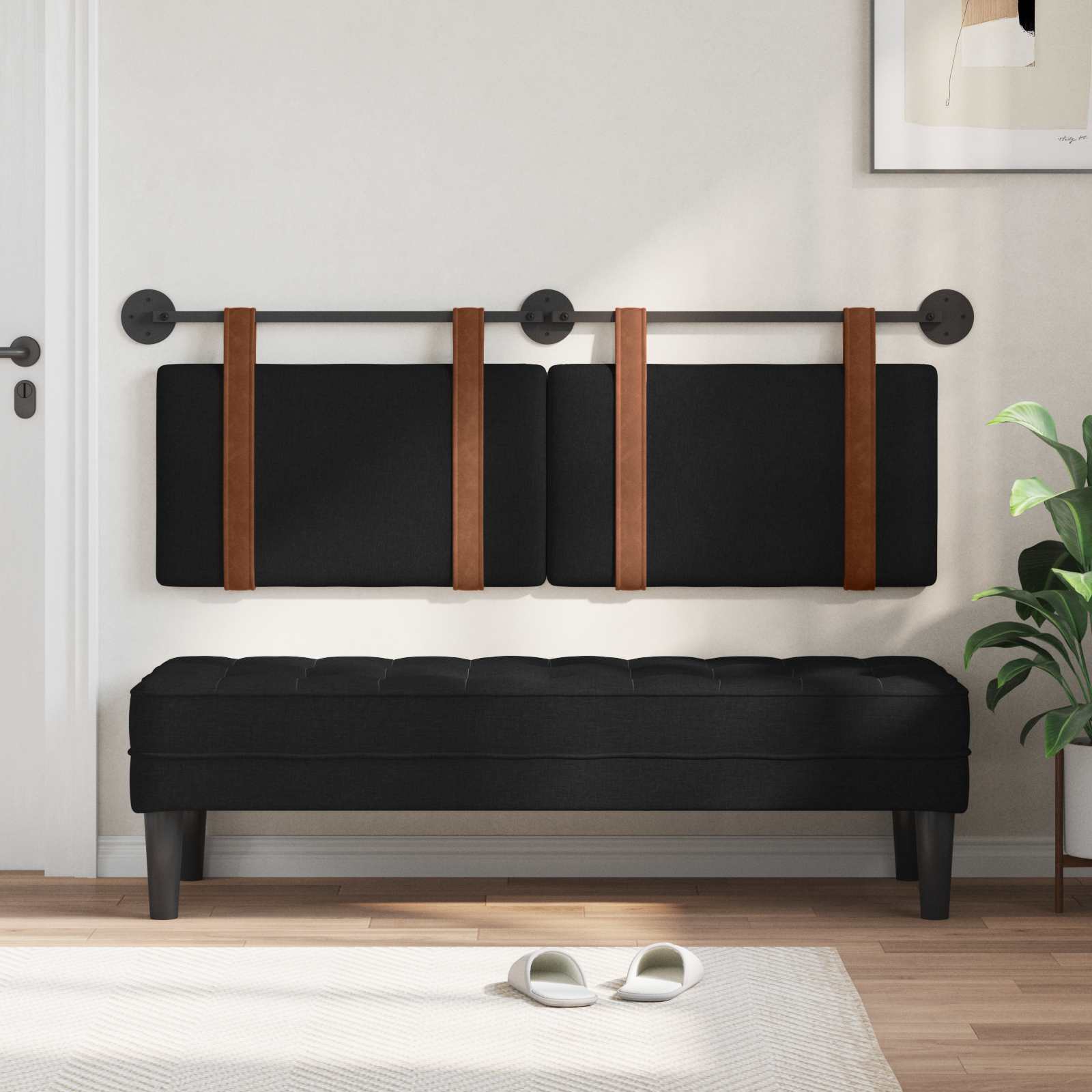 Držeće uzglavlje Zidne Crna 130 x 55 x 5 cm Antikni PU